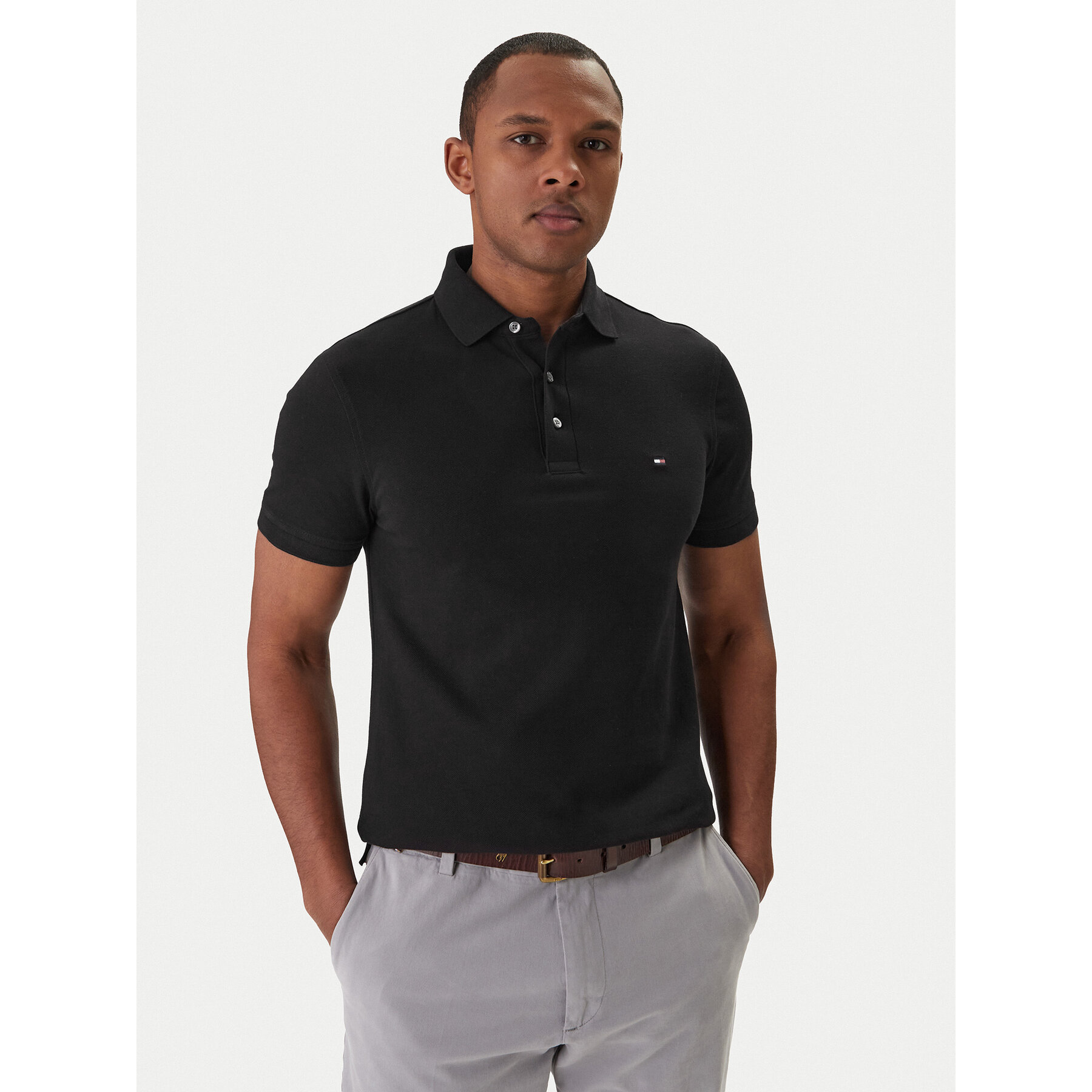 Tommy Hilfiger Polo majica 1985 MW0MW17771 Črna Slim Fit