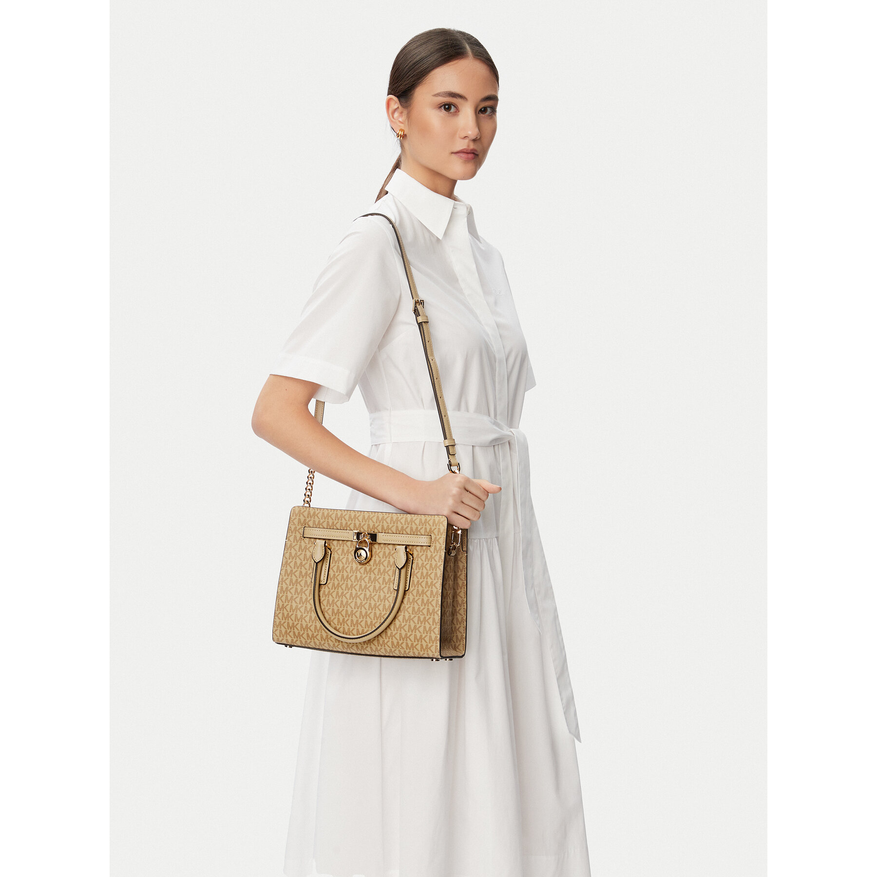 Geantă MICHAEL Michael Kors Hamilton Moderne 30T6GNXS1V Bej