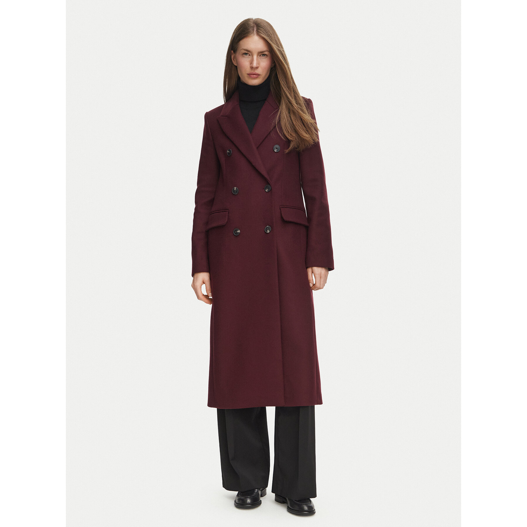 Tommy Hilfiger Wollmantel Classic WW0WW51525 Dunkelrot Regular Fit