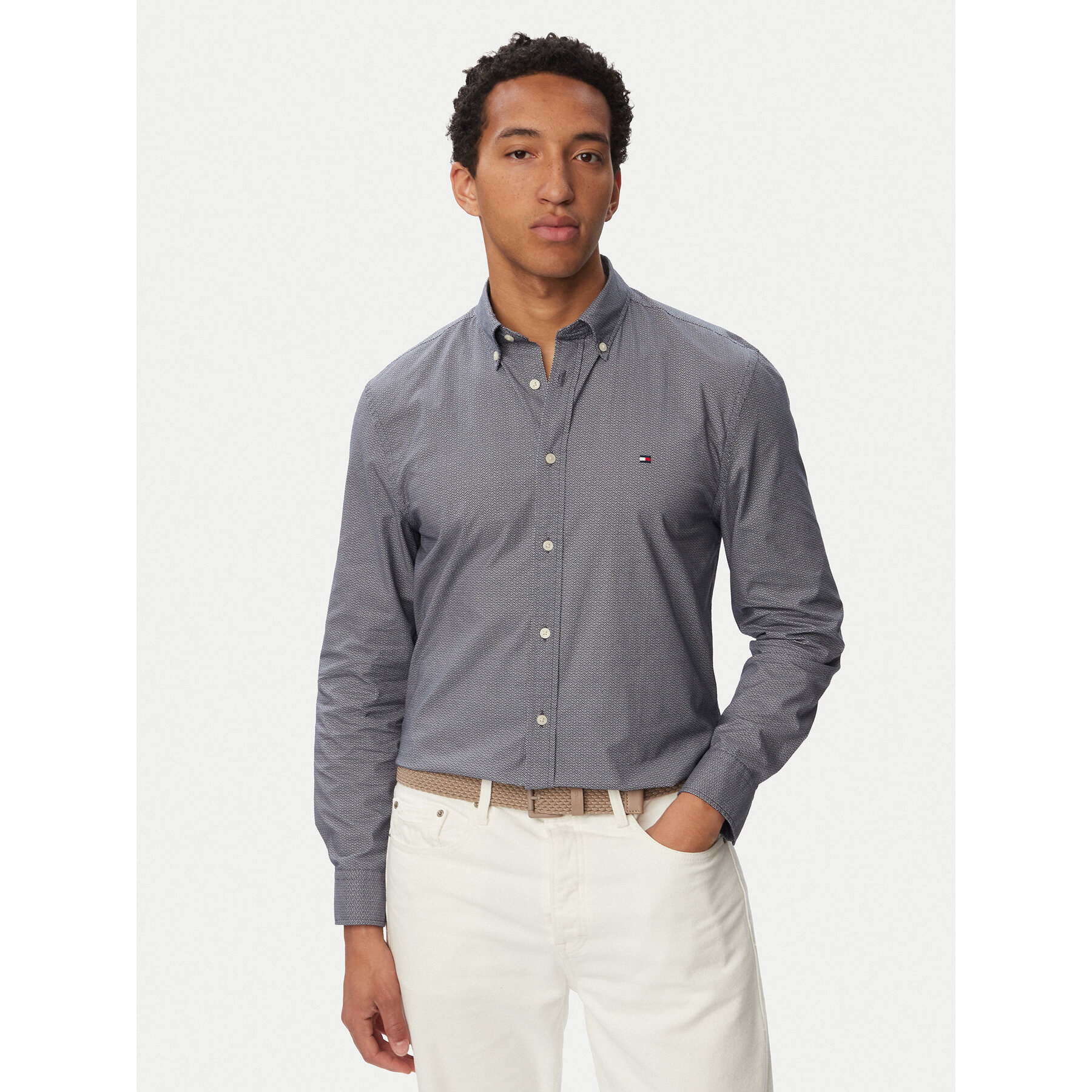 Tommy Hilfiger Hemd Flex MW0MW43317 Grau Slim Fit
