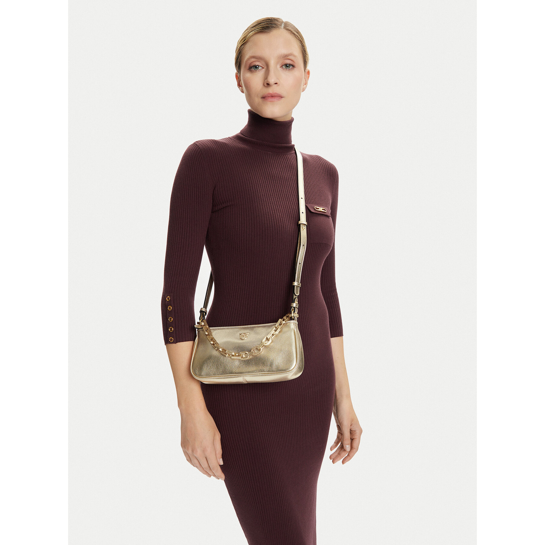 Τσάντα PINKO Half Moon Baguette Mini AI 25-26 PLTT 105069 A2O9 Χρυσό