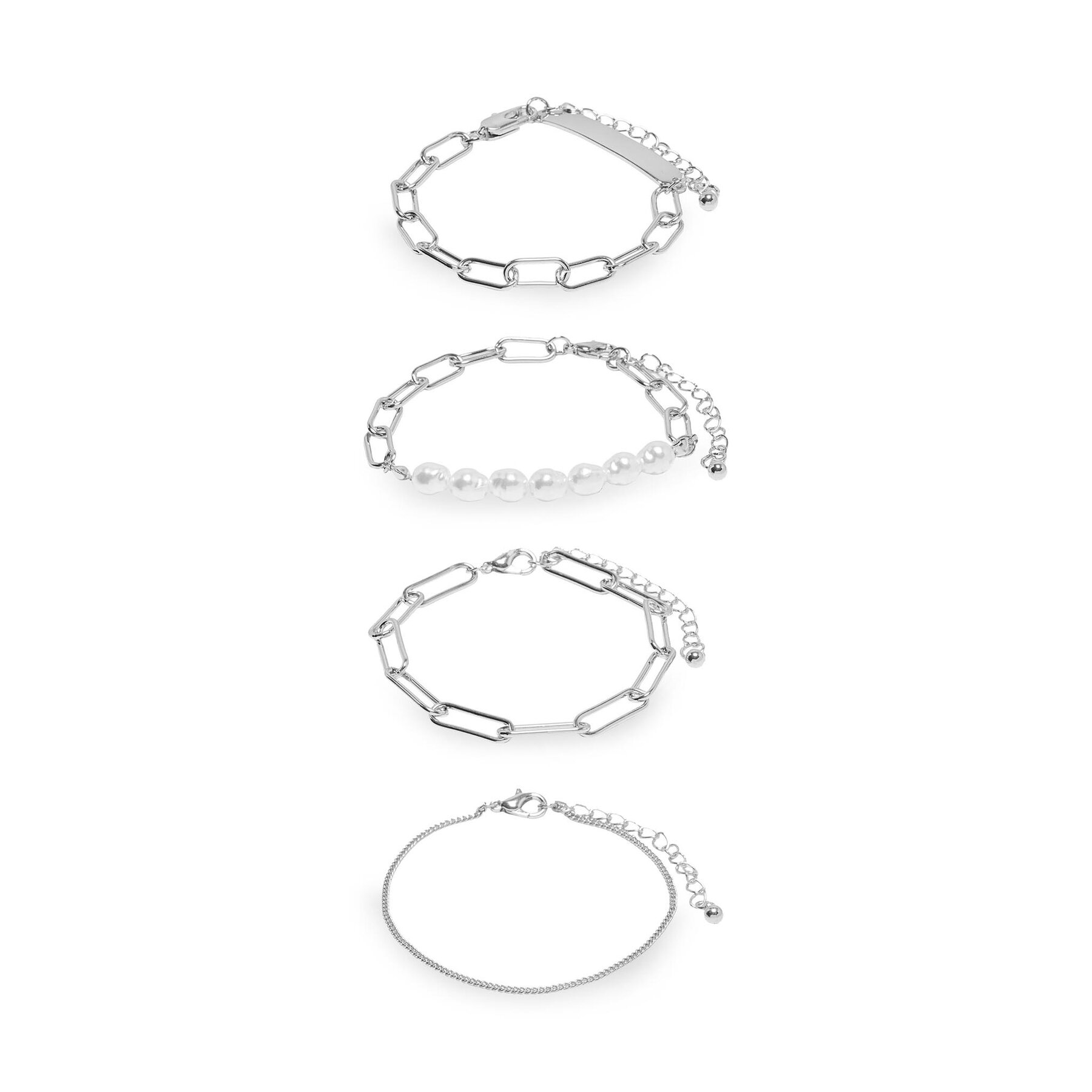 

Набір з 4 браслетів ONLY 15300934 Silver 4293038, Срібний