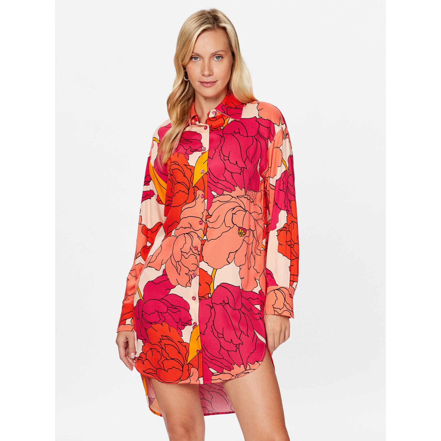 Sisley Kleid für den Alltag 40NMLV03I Rot Regular Fit