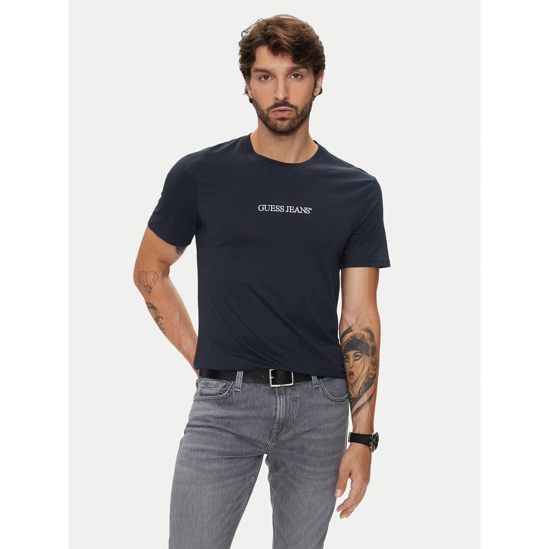 Guess Jeans Póló M4YI52 K8HM0 Sötétkék Slim Fit