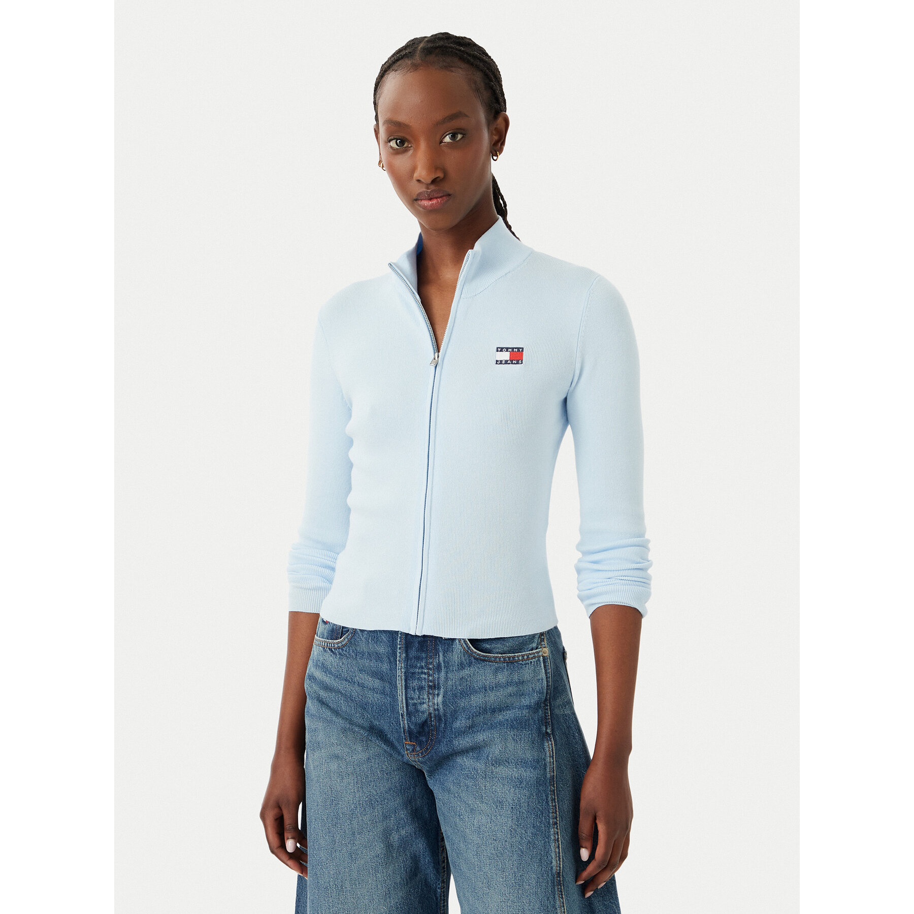 Tommy Jeans Strickjacke DW0DW20967 Hellblau Slim Fit