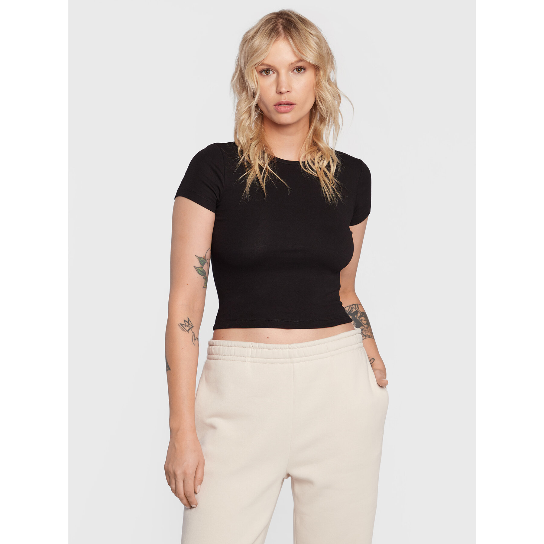 Gina Tricot Gina Tricot T-Shirt Basic 17957 Μαύρο Slim Fit