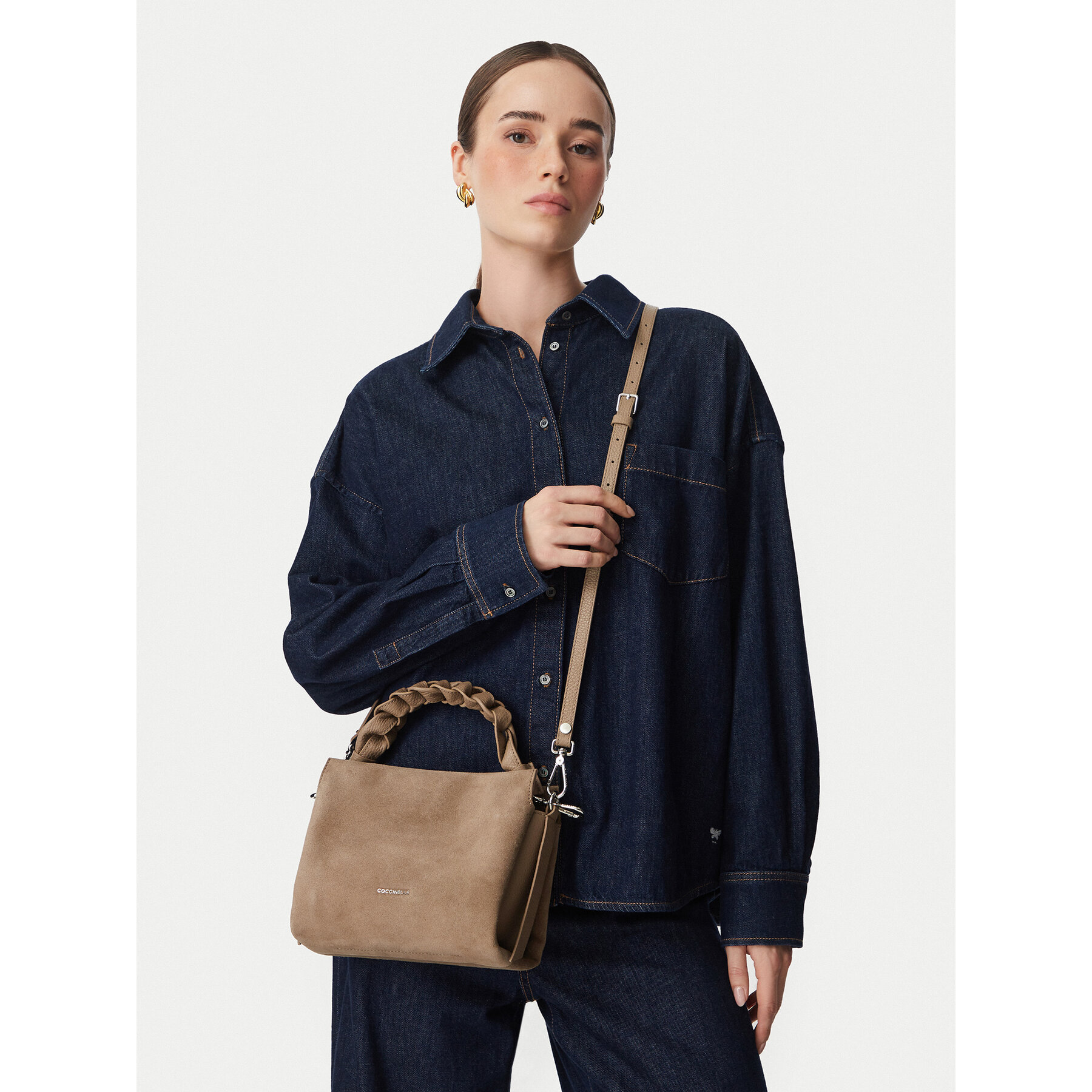 Coccinelle Damen Dunkelbeige Handtasche P6p Boheme Suede Bimaterial E1 P6p 58 01 01