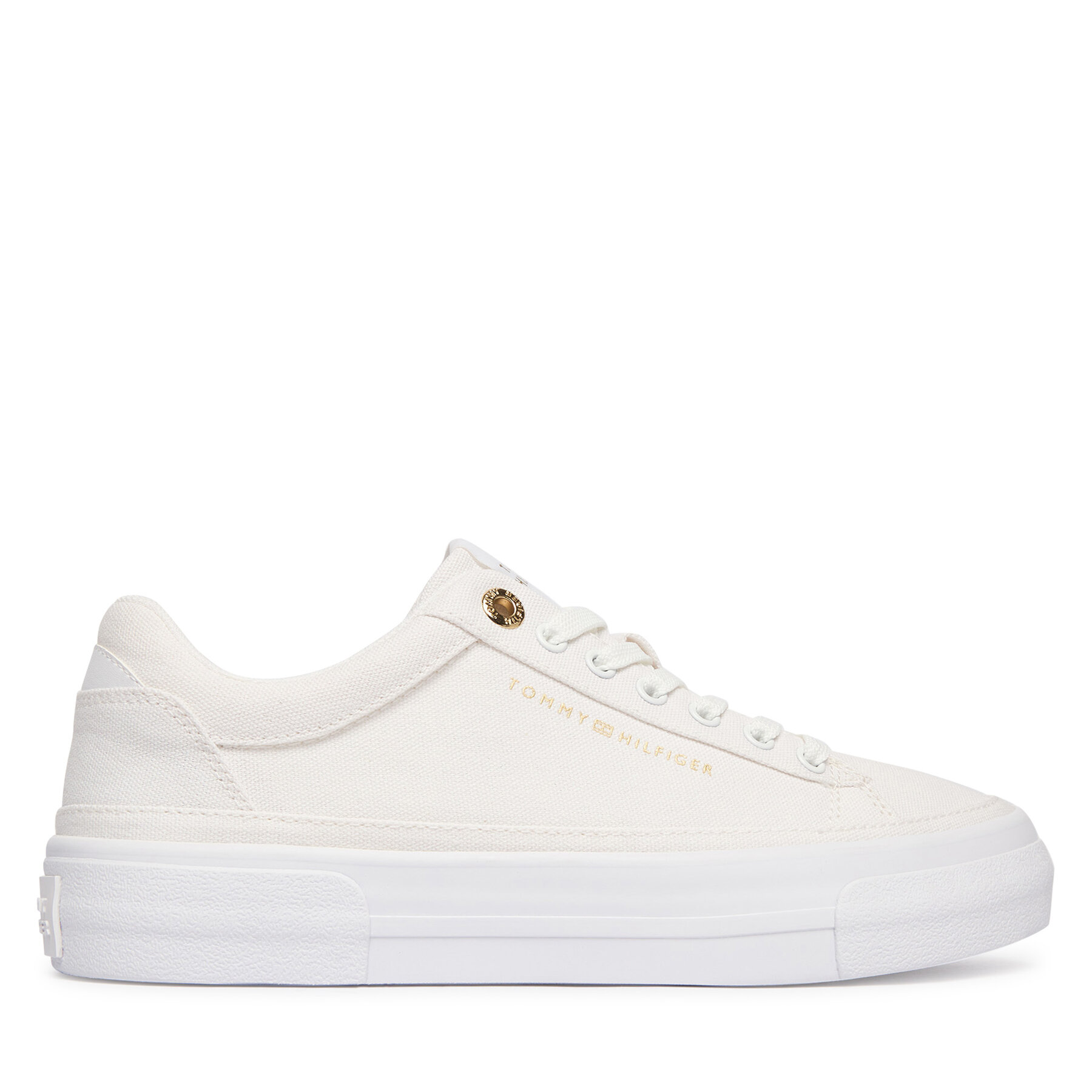 Sneakersy Tommy Hilfiger Th Foxing Platform Canvas FW0FW09480 Biela