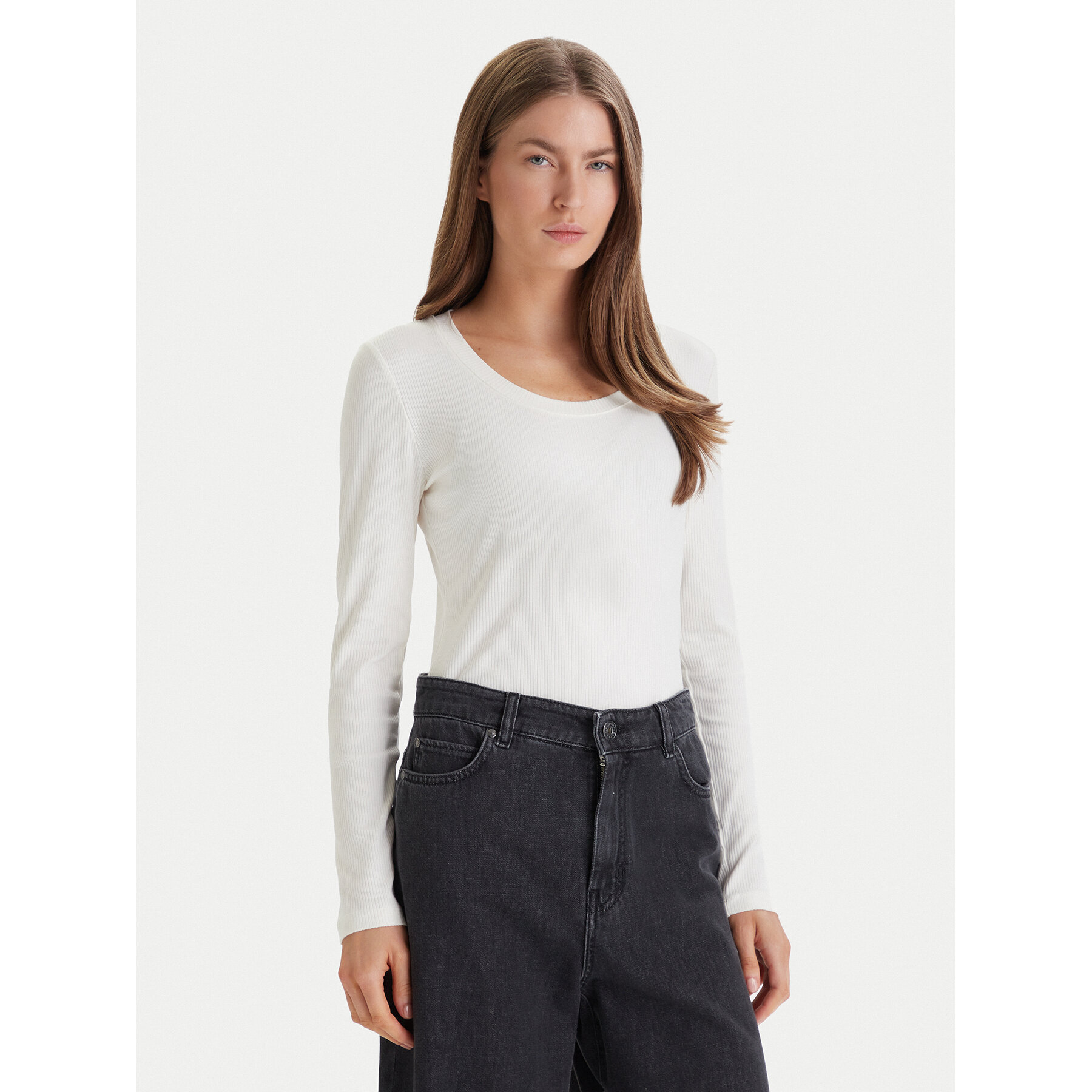 Calvin Klein Bluse LV044D235G Weiß Slim Fit