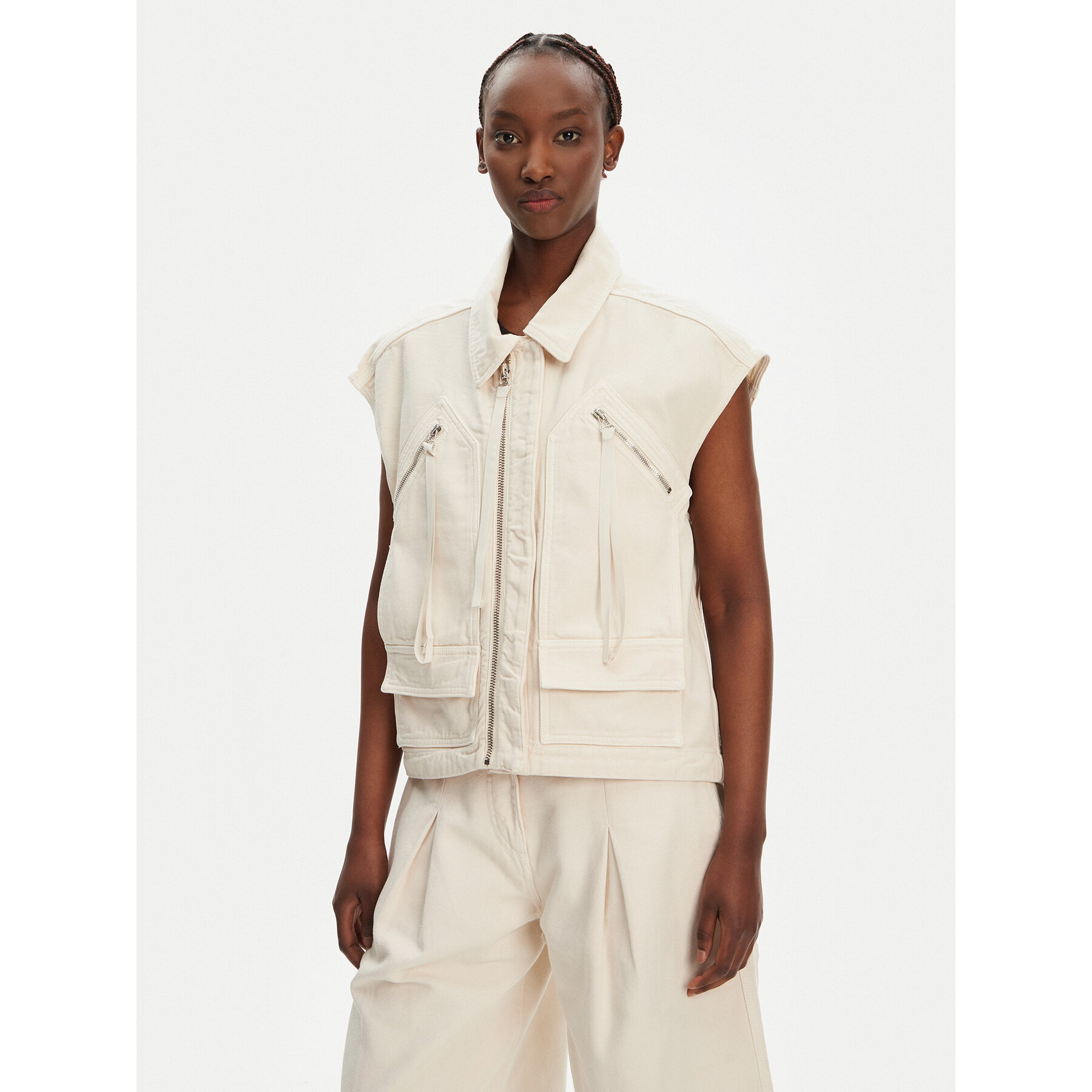 PINKO Weste Gerard Gilet 105237 A2M8 Écru Regular Fit