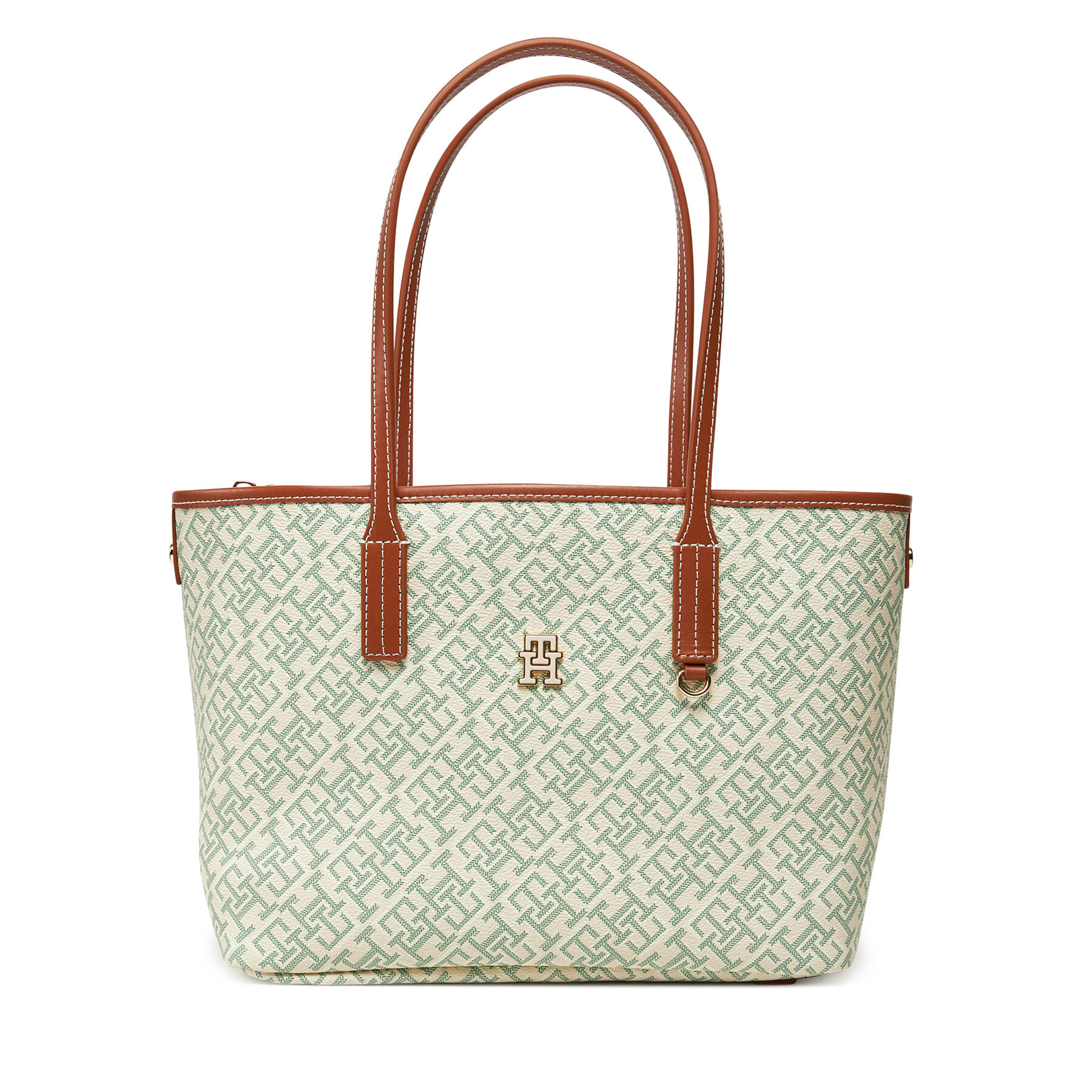 Дамска чанта Tommy Hilfiger Th Monoplay Leather Mini Tote AW0AW17415 Зелен