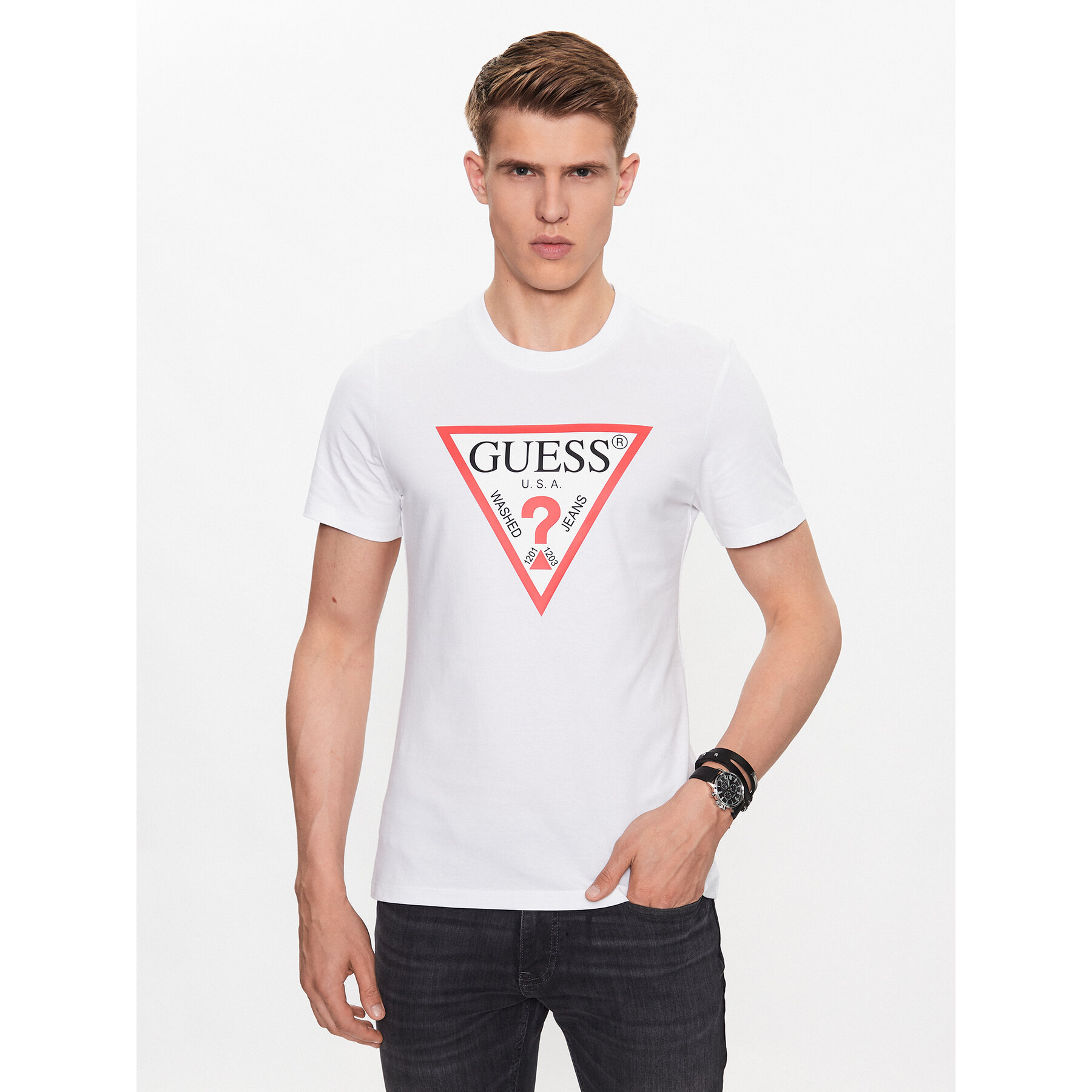Guess T-Shirt M2YI71 I3Z14 Bianco Slim Fit