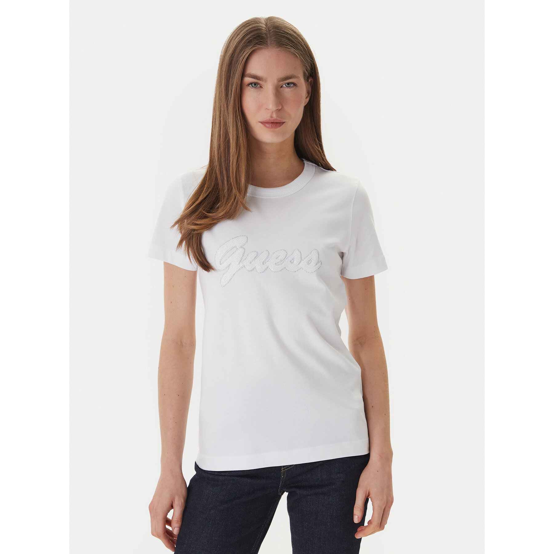Guess T-Shirt W6GI08 K3023 Λευκό Regular Fit