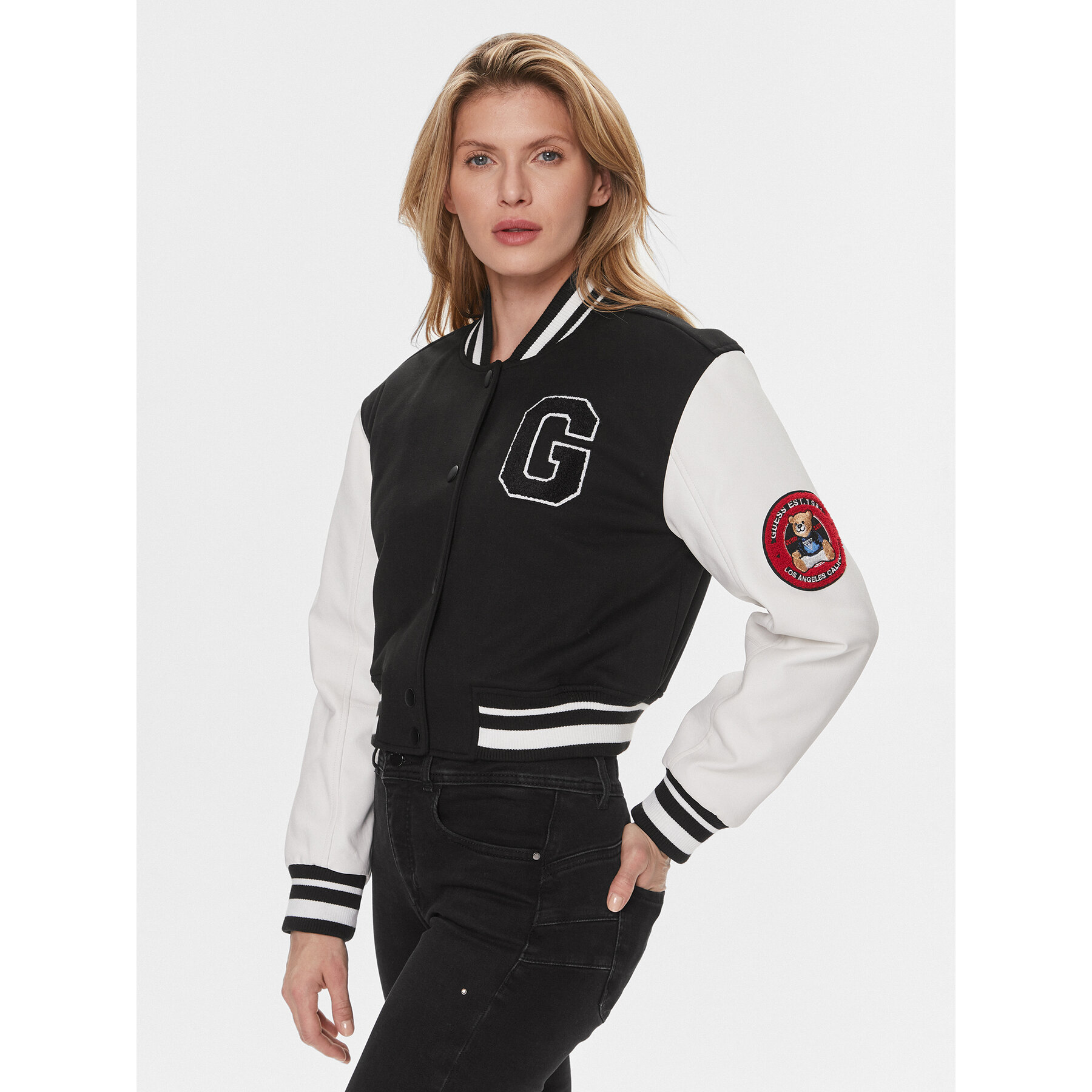Guess Bomberjacke W4RL56 KCD20 Schwarz Relaxed Fit