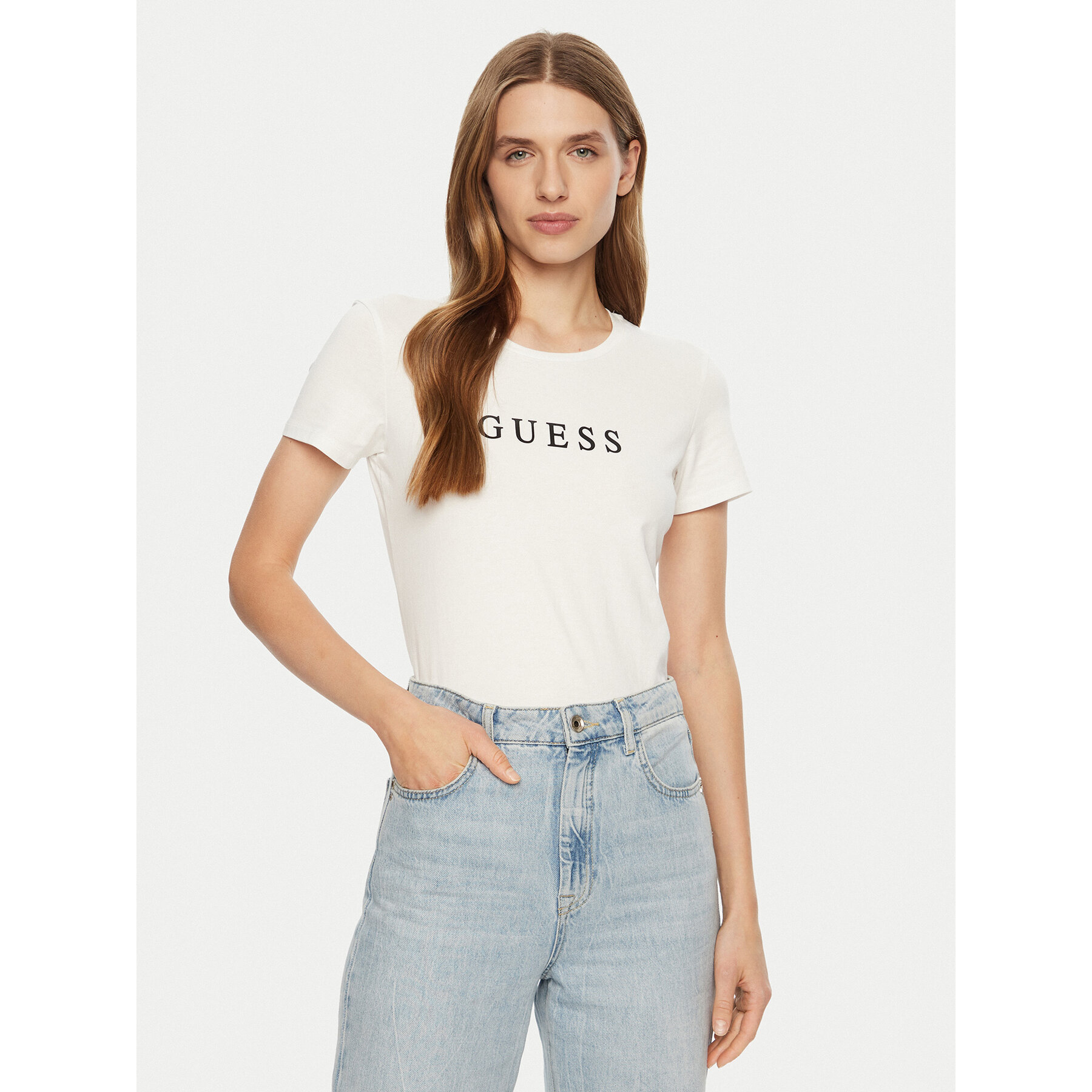 Guess T-Shirt O5RI01 KBBU1 Λευκό Slim Fit