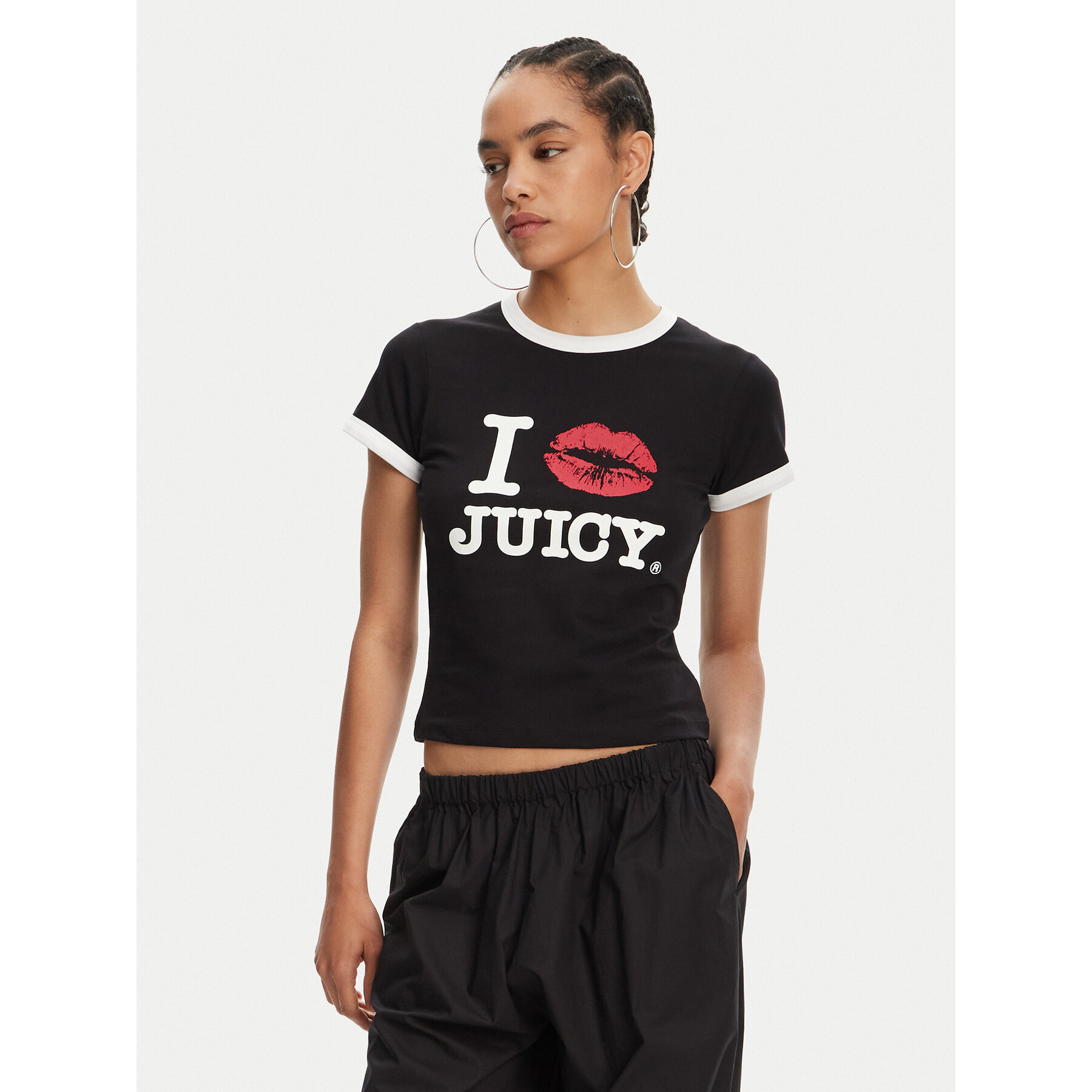 Juicy Couture Póló I Kiss JCWCT125318 Fekete Slim Fit