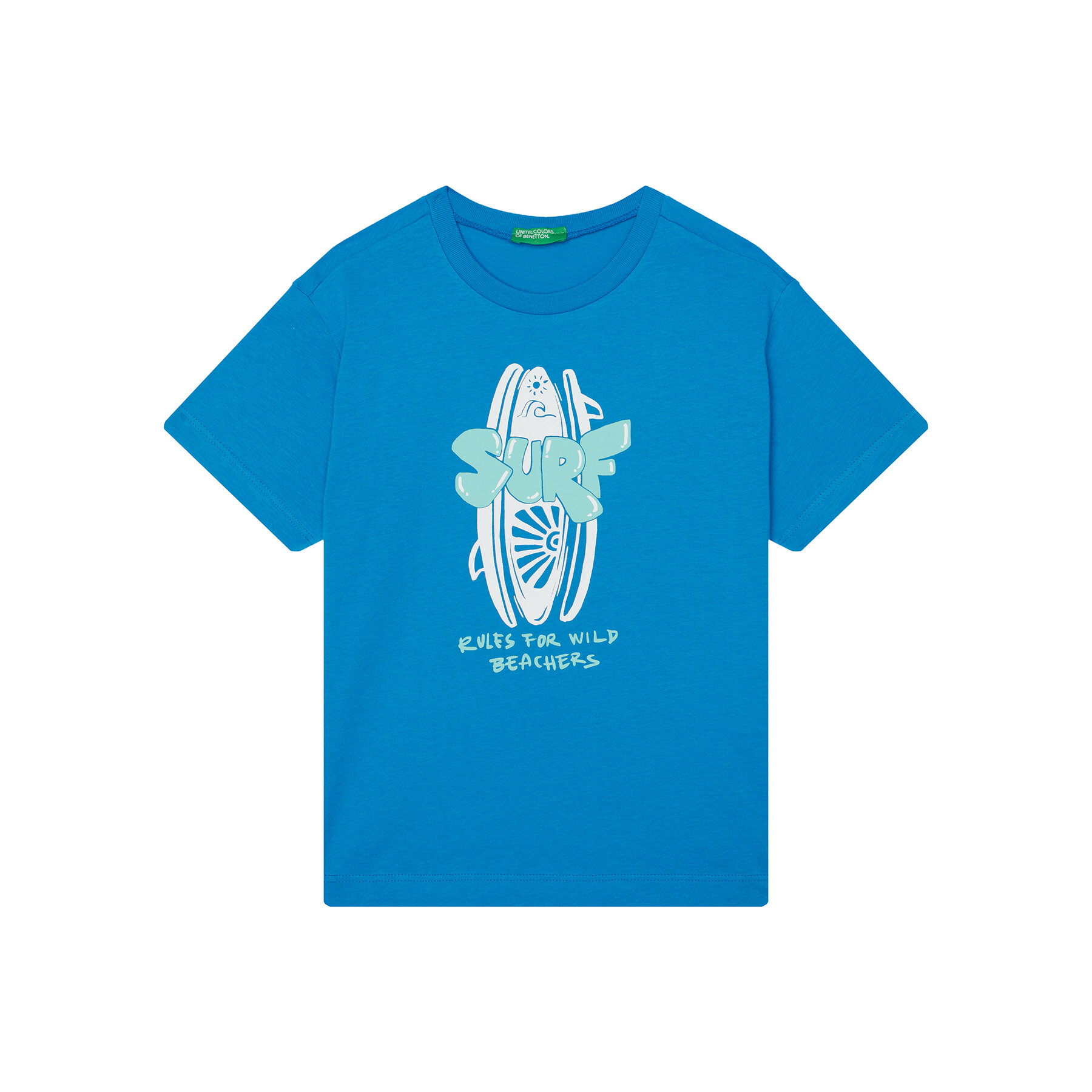 United Colors Of Benetton T-Shirt 3JERC10PE Μπλε Regular Fit