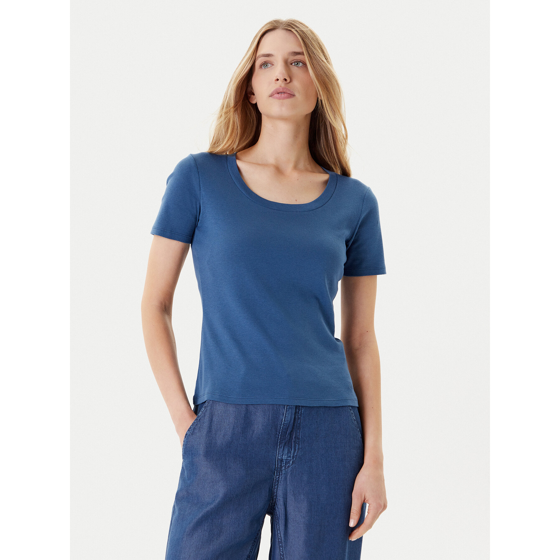 United Colors Of Benetton Póló 3GA2D1066 Sötétkék Slim Fit