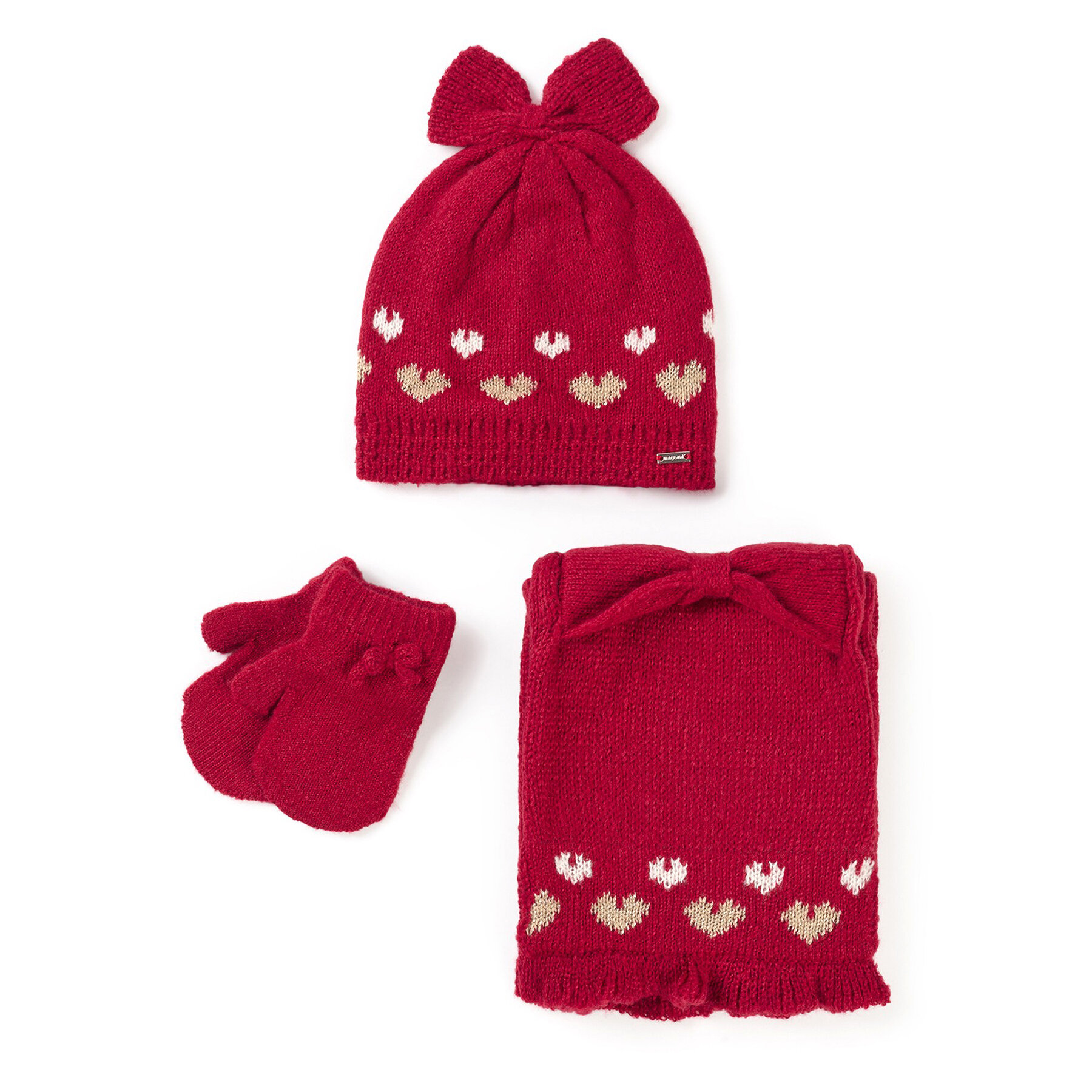 Ensemble : bonnet, écharpe et gants Mayoral 10.536 Rouge