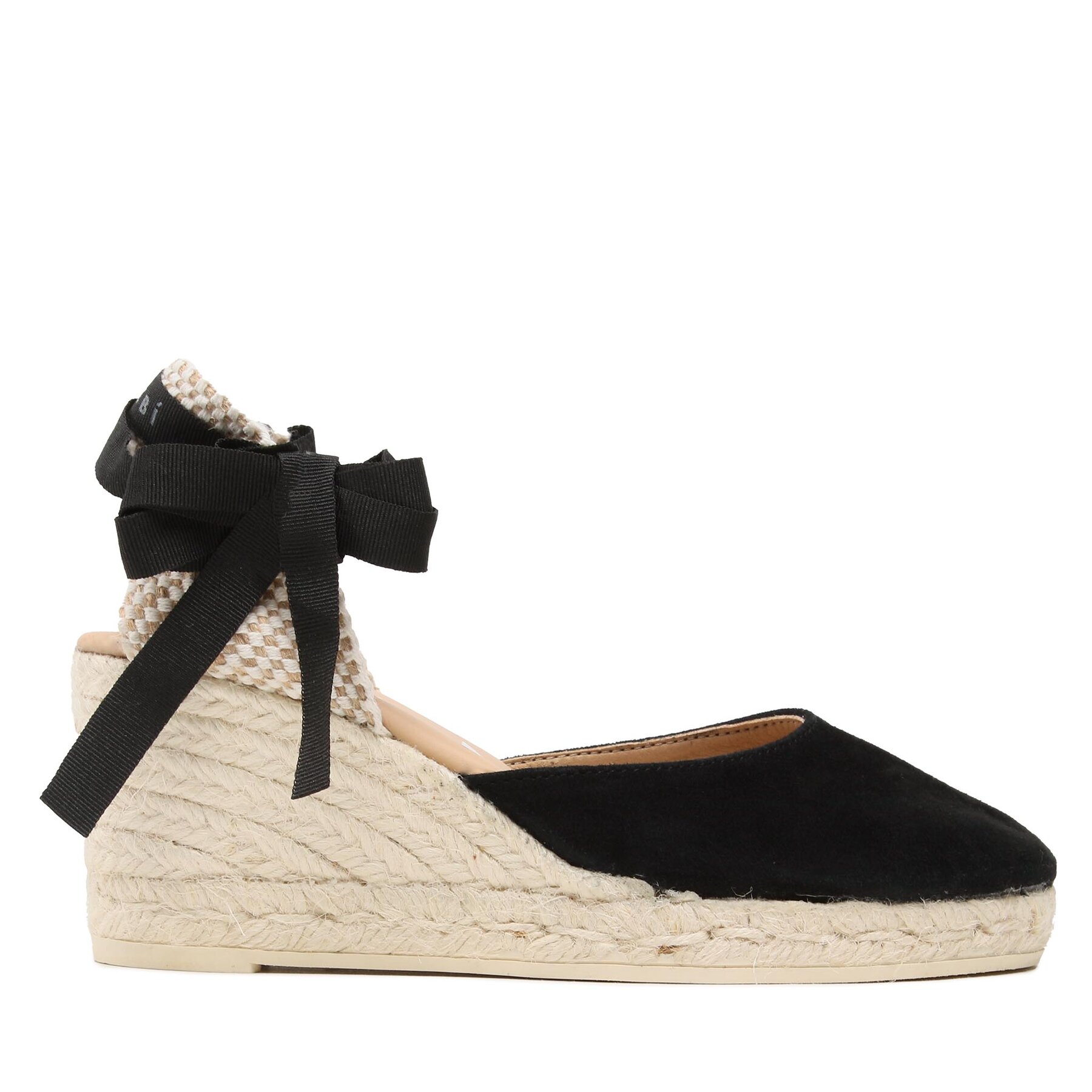 Espadrilles Manebi Soft Suede Low Wedge Espadrilles K 1.0 WL Fekete