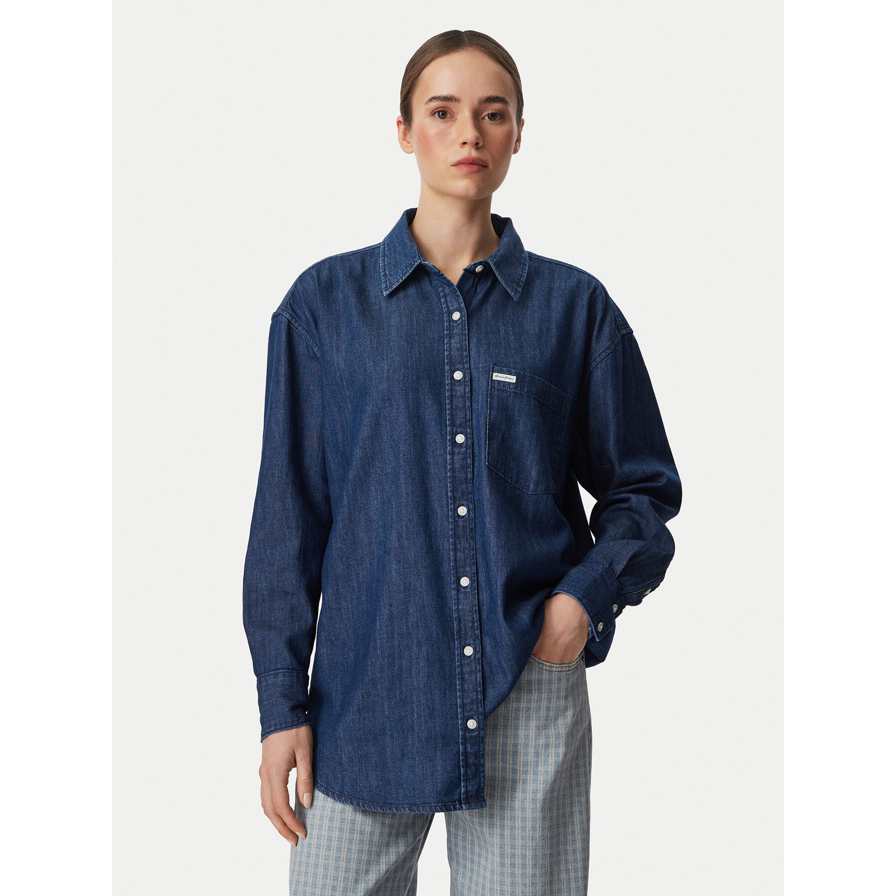 Guess Jeans Jeanshemd W6YHC2 D1195 Blau Relaxed Fit