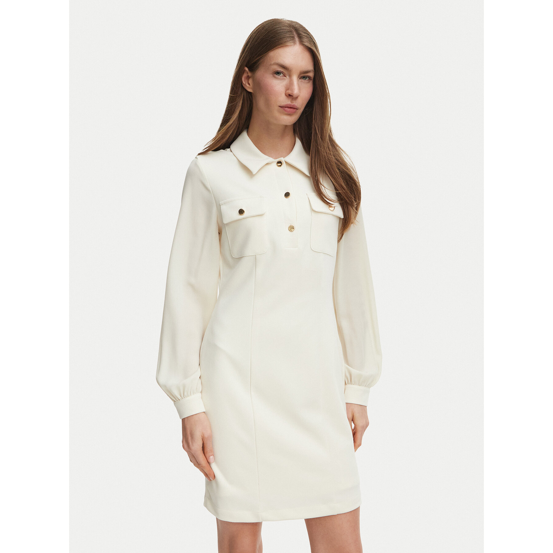 Fracomina Hemdkleid FR26WD1020J47501 Creme Regular Fit