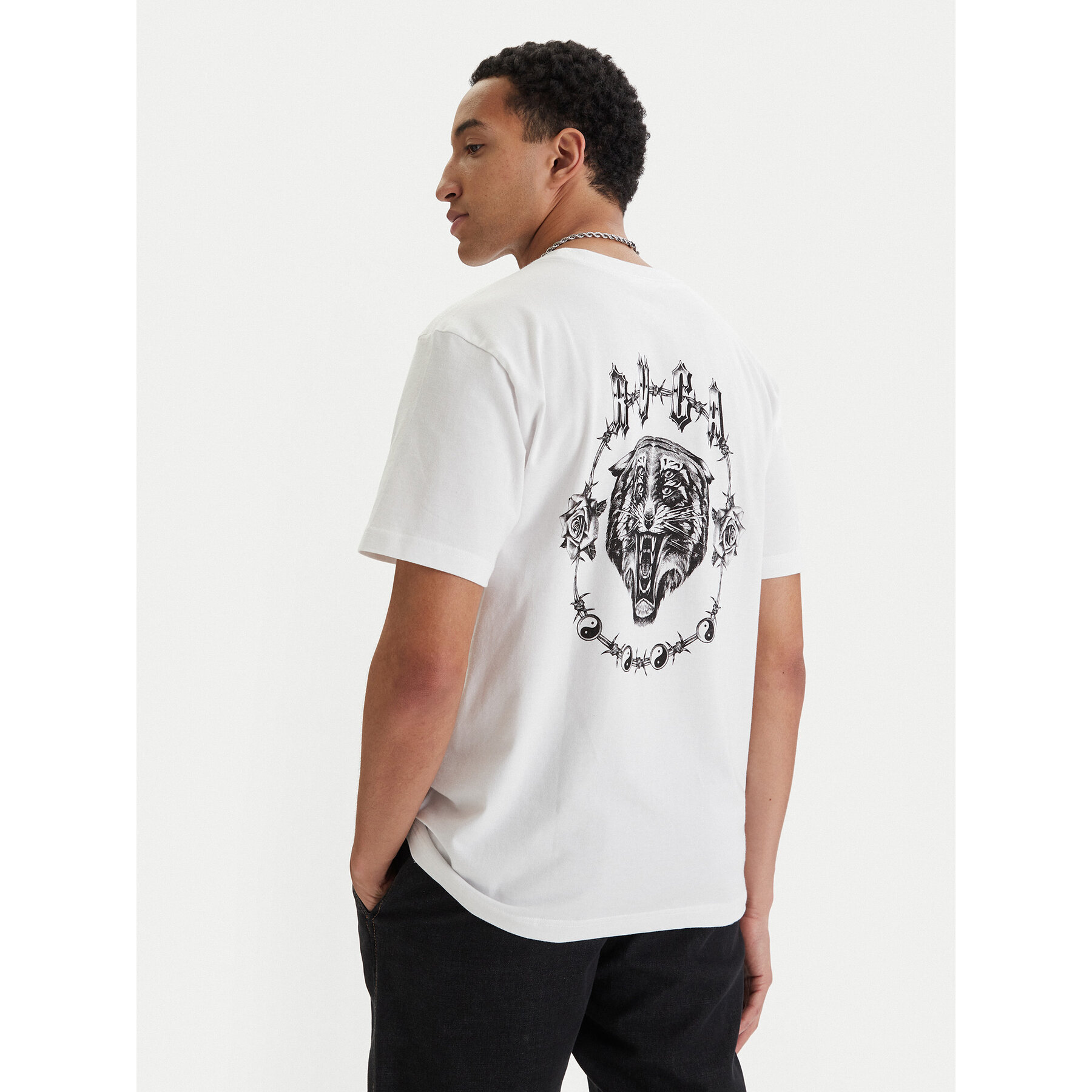 RVCA T-Shirt Double Trouble EVYZT00289 Weiß Relaxed Fit