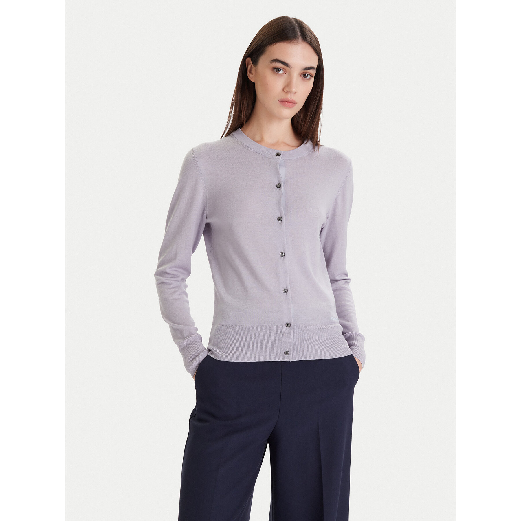 Calvin Klein Strickjacke LV044D323G Grau Slim Fit