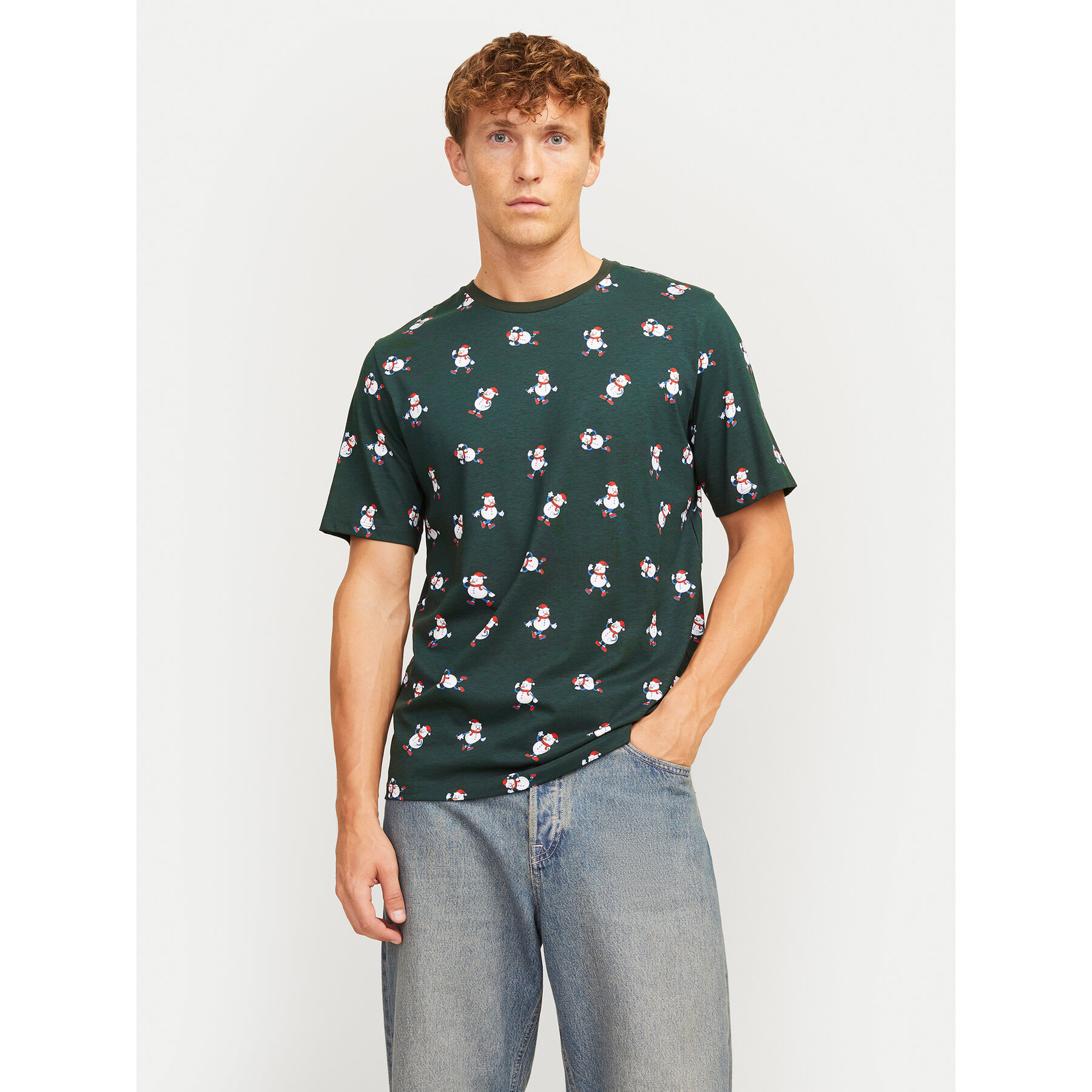 Jack & Jones T-Shirt Xmas Merry 12265399 Πράσινο Standard Fit