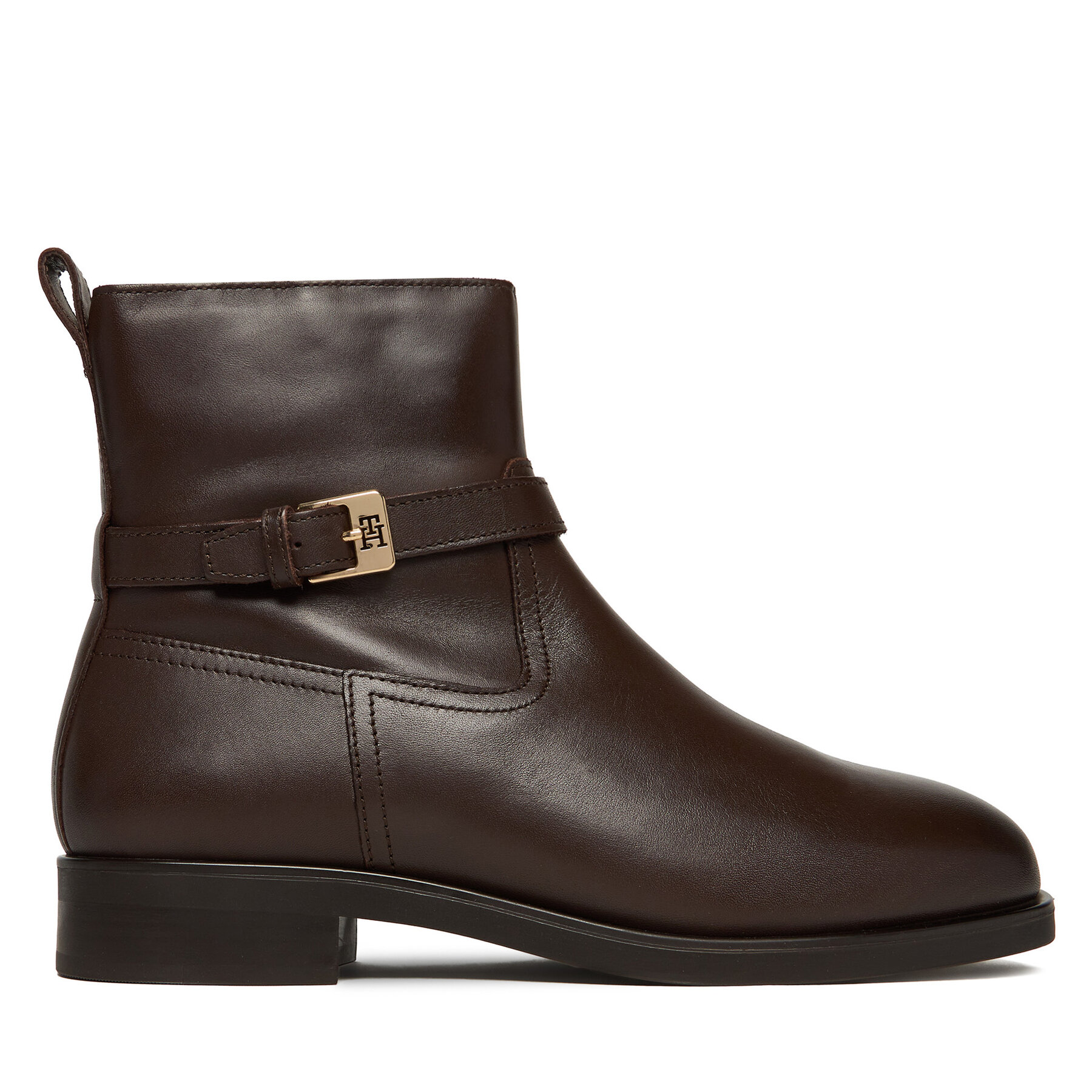 Členková obuv Tommy Hilfiger Th Buckle Riding Leather Bootie FW0FW08781 Hnedá