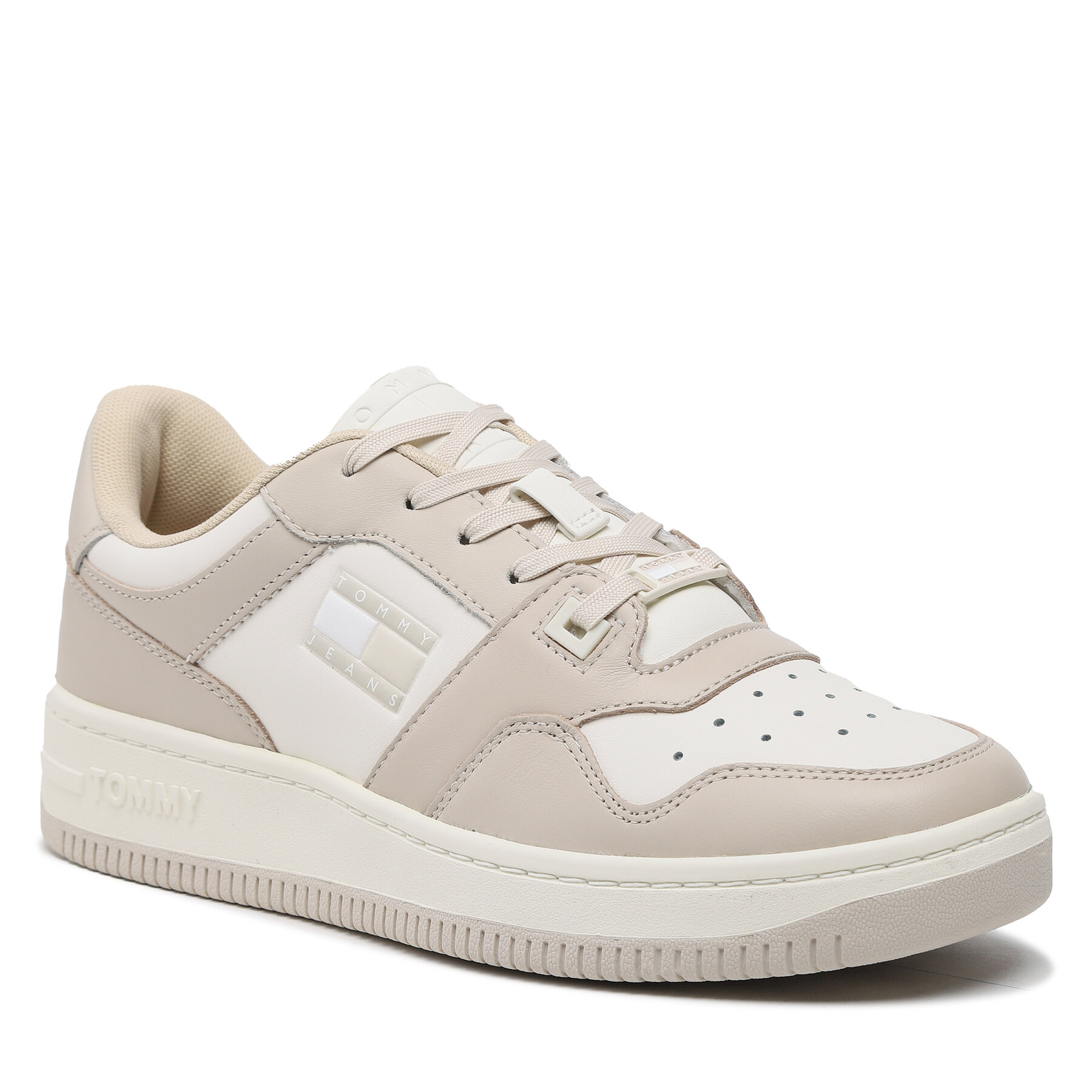 Sneakers Tommy Jeans Basket Leather EM0EM01165 Classic Beige ACI ACI imagine super redus 2022