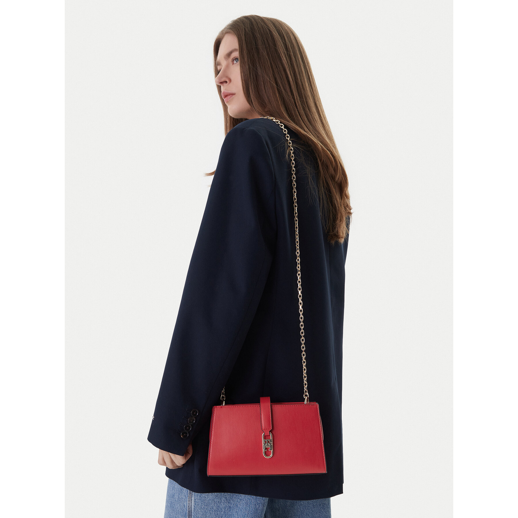 Geantă Tommy Hilfiger Th Libre Chain Crossover AW0AW18614 Roșu