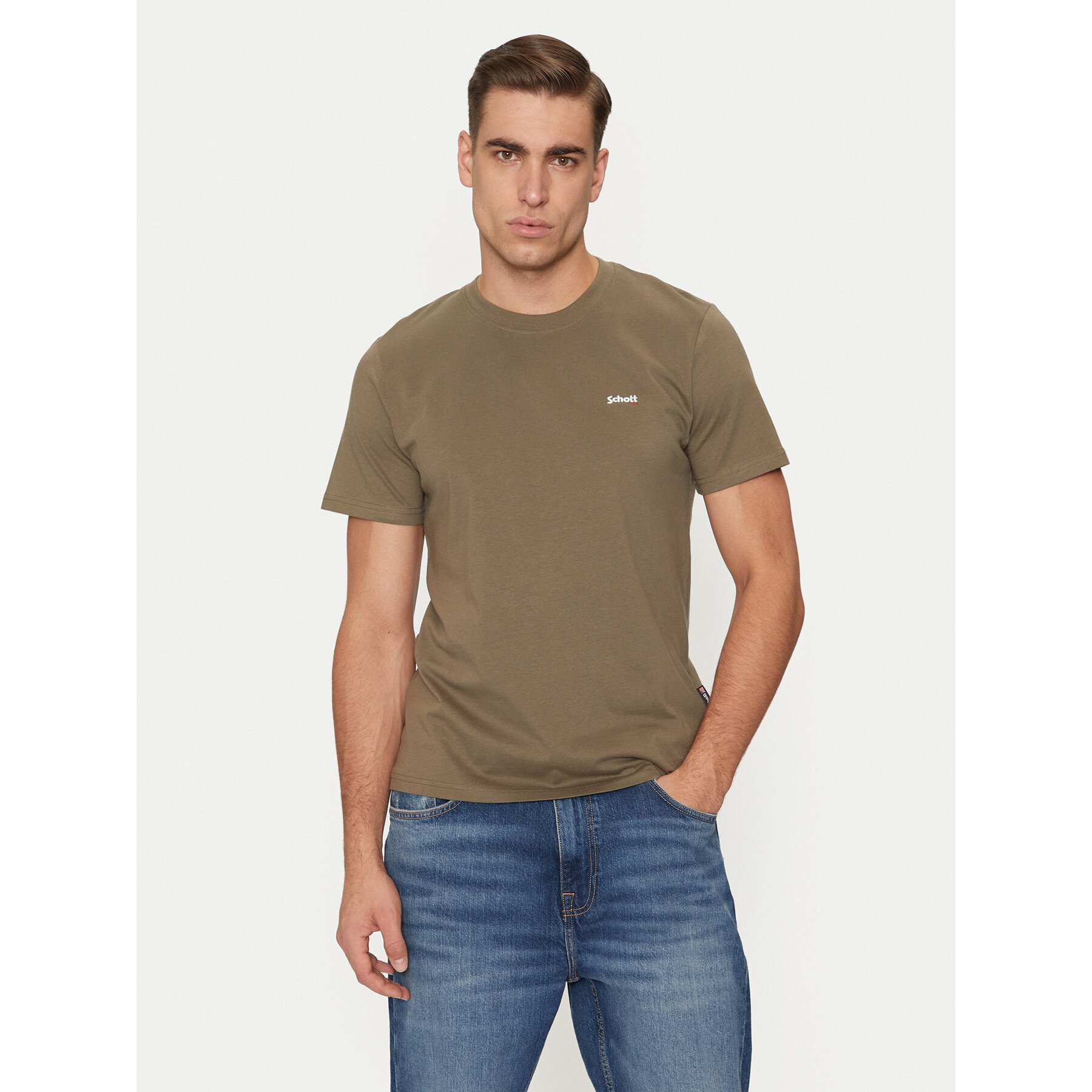 Schott NYC Póló TSCLAWS1 Khaki Regular Fit