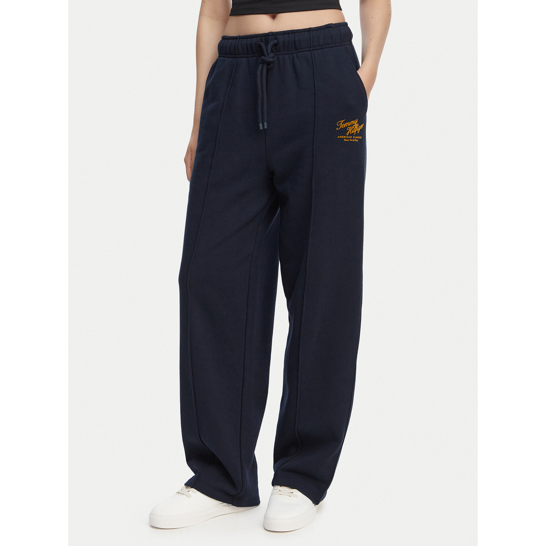 Tommy Hilfiger Jogginghose Logo Exaggerated Seam WW0WW50783 Dunkelblau Relaxed Fit