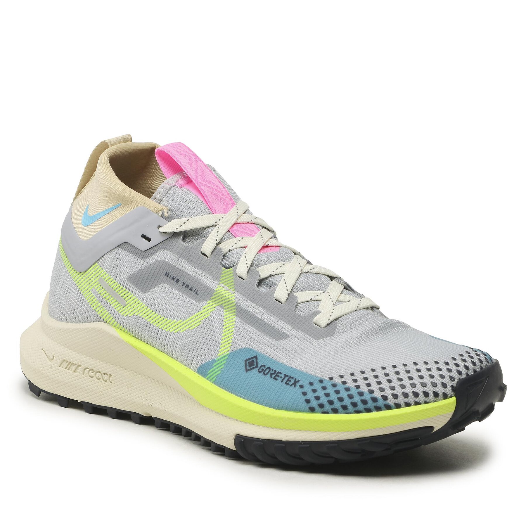Pantofi Nike W React Pegasus Trail 4 Gtx GORE-TEX DJ7929 002 Wolf Grey/Volt/Standium Green 002 imagine super redus 2022