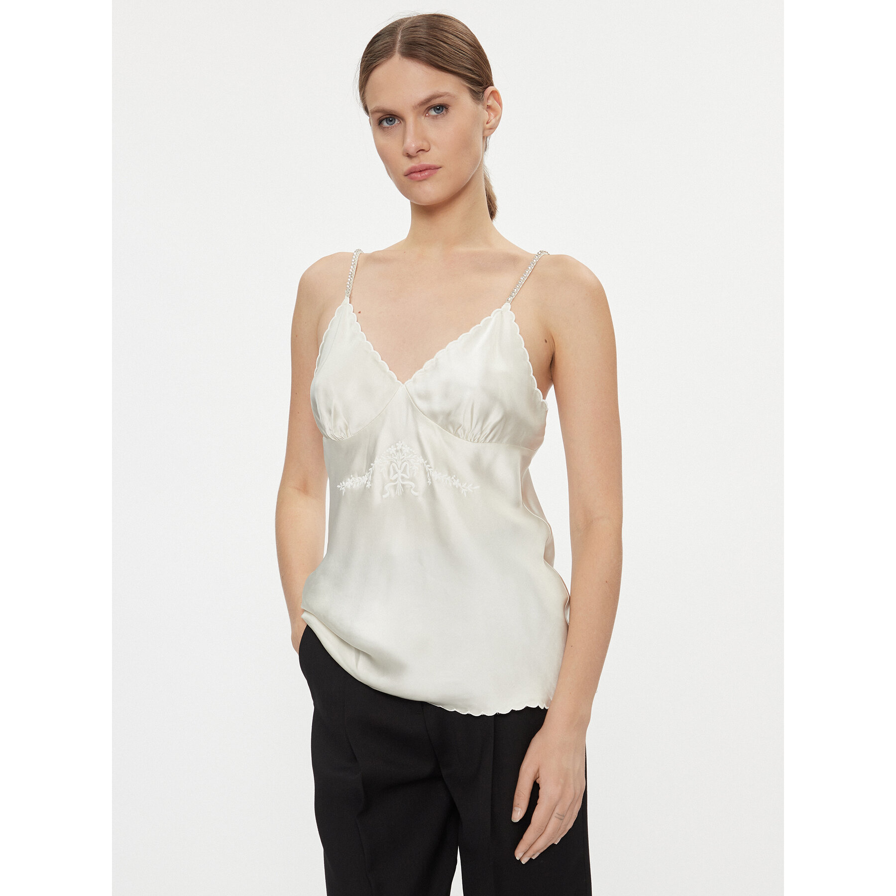 TWINSET Τοπ 232TT2061 Εκρού Slim Fit