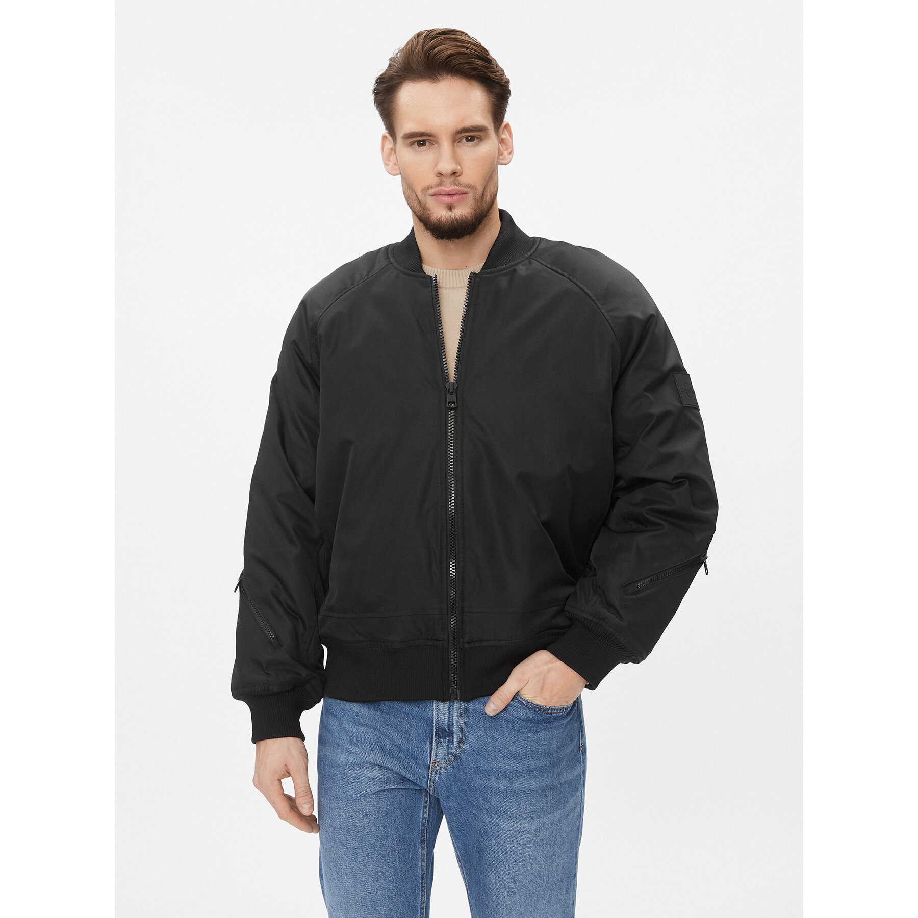 Calvin Klein Jeans Bomberjacke J30J324070 Schwarz Relaxed Fit