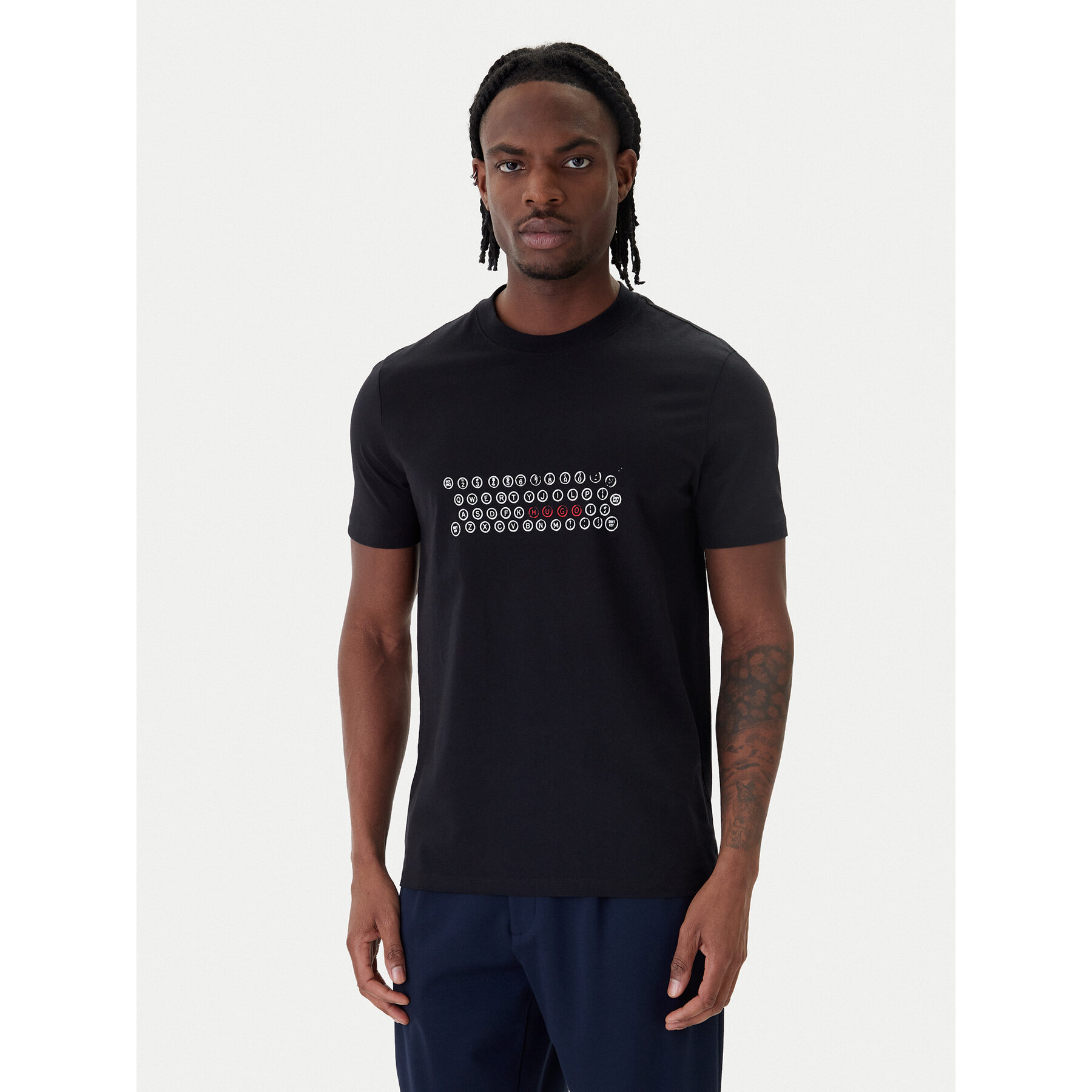 HUGO Camiseta Deyss 50553755 Negro Regular Fit