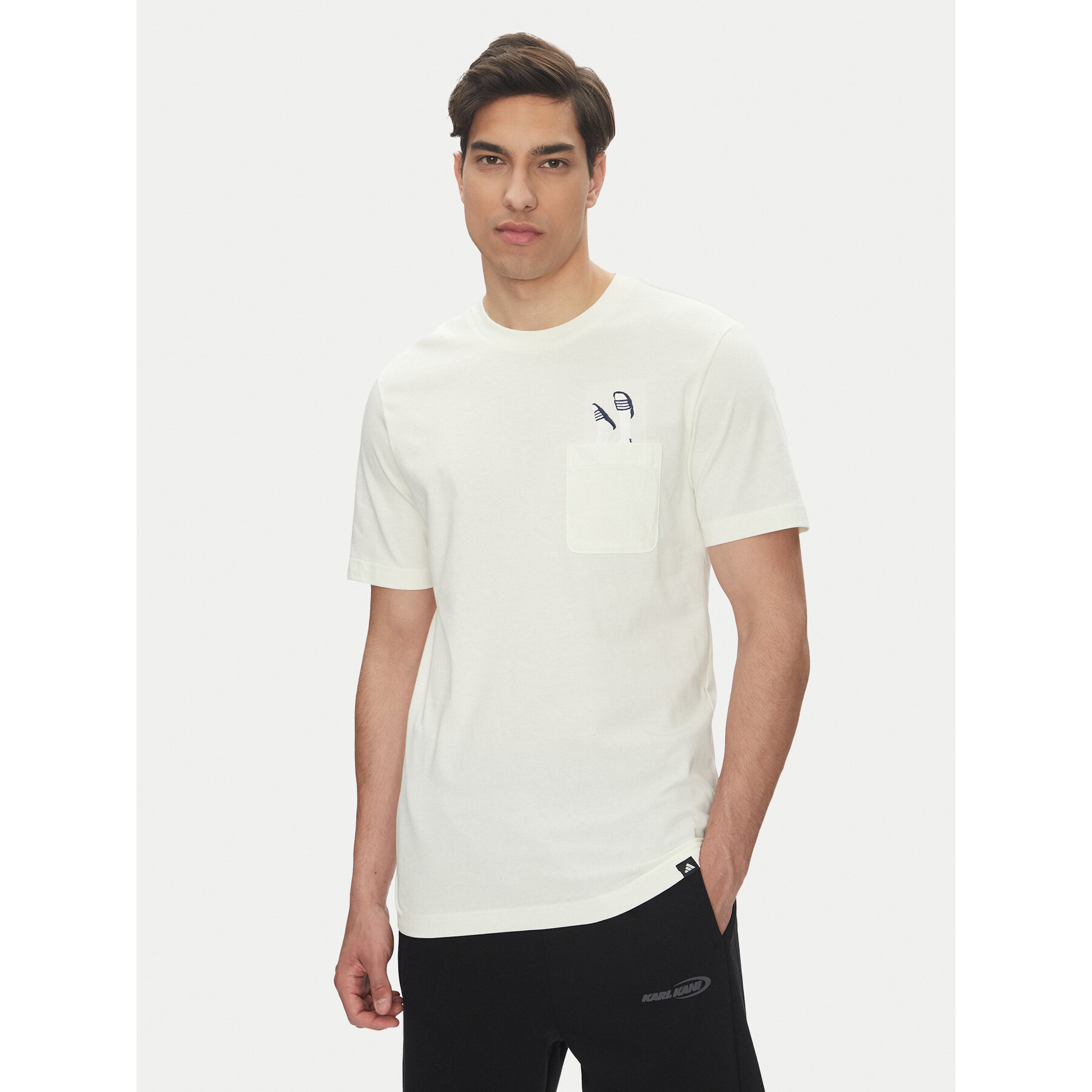 adidas T-Shirt Lounge Slides Graphic Pocket JM0374 Bianco Regular Fit