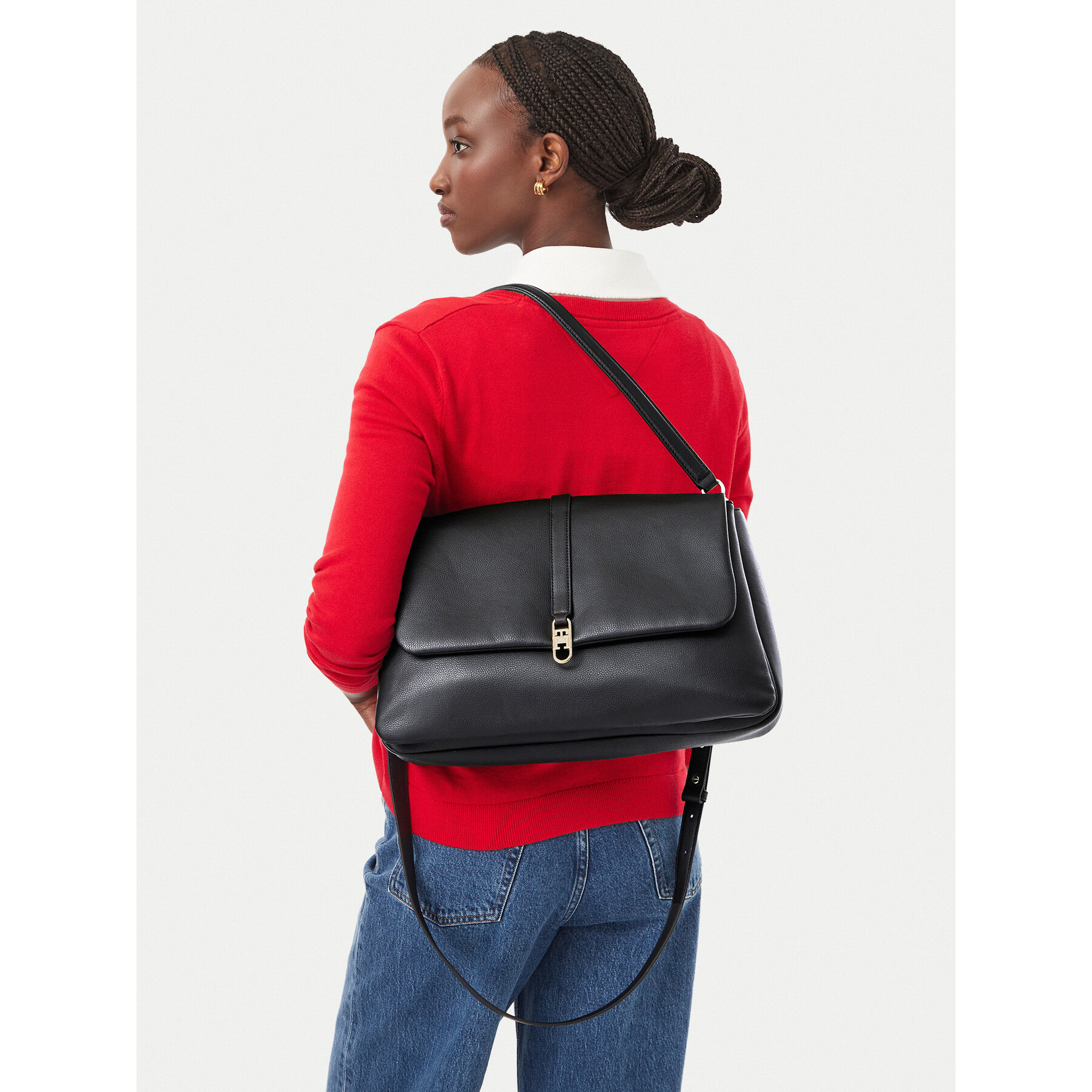 Дамска чанта Tommy Hilfiger Th Libre Satchel AW0AW19197 Черен