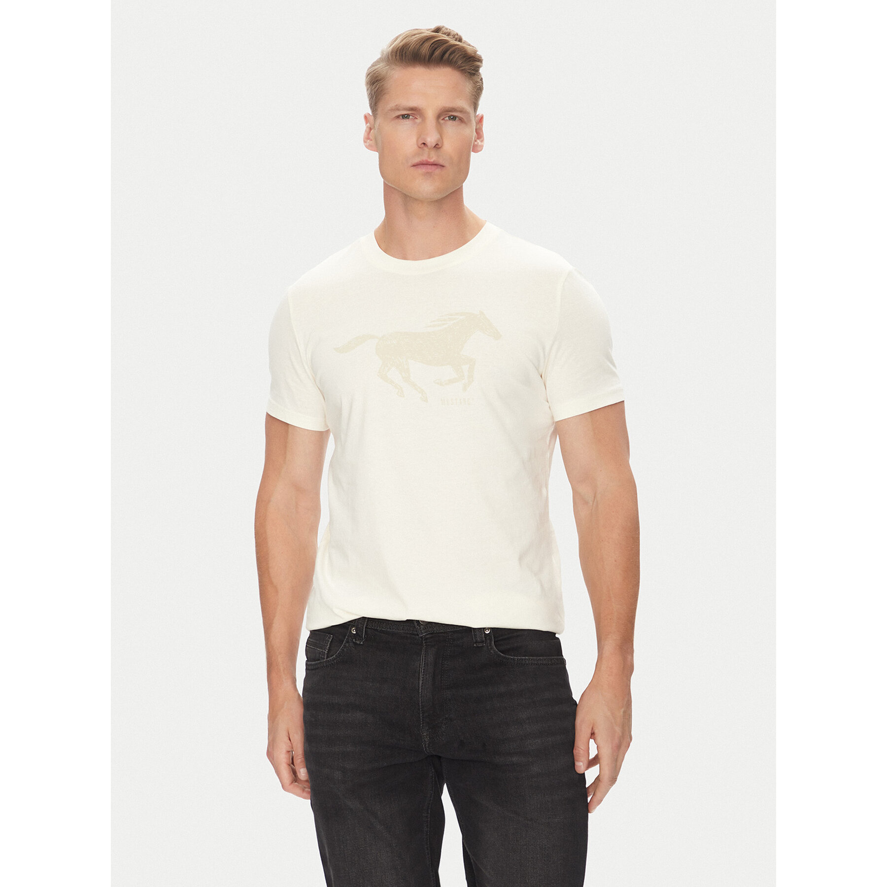 Mustang T-Shirt Austin 1016483 Μπεζ Regular Fit