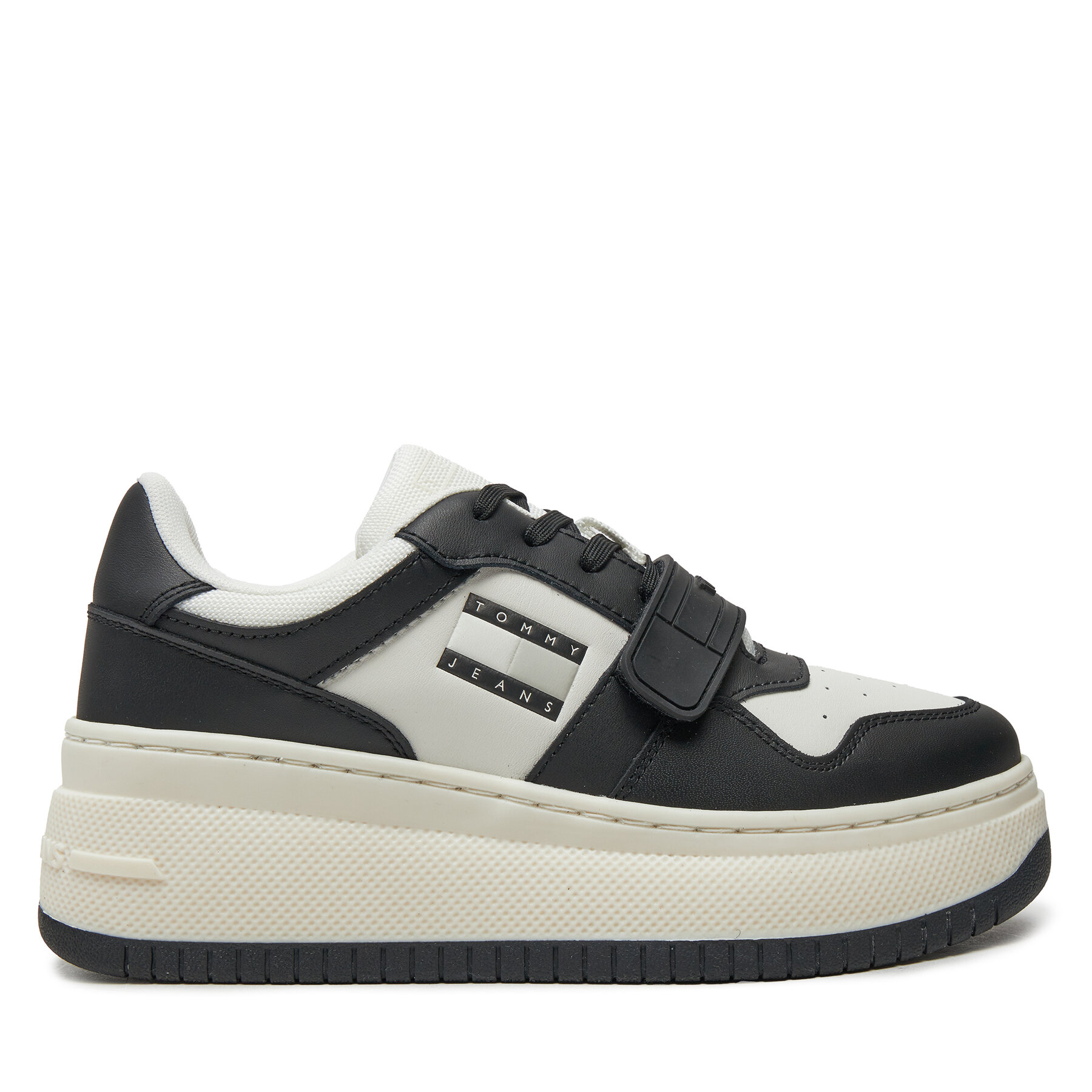Dámske Sneakersy Tommy Jeans, Rozmer: 39, Čierna, Tjw Retro Basket Flatform Velcro EN0EN02573