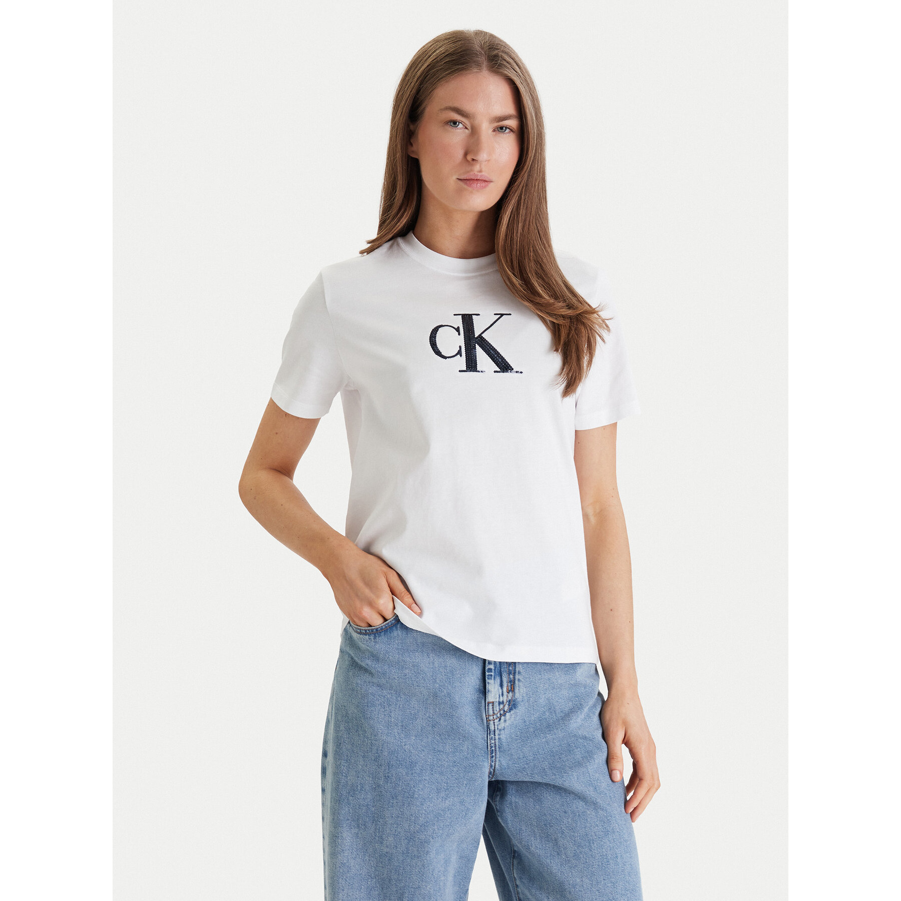 Calvin Klein Jeans T-Shirt Graphic LV044E215G Weiß Regular Fit