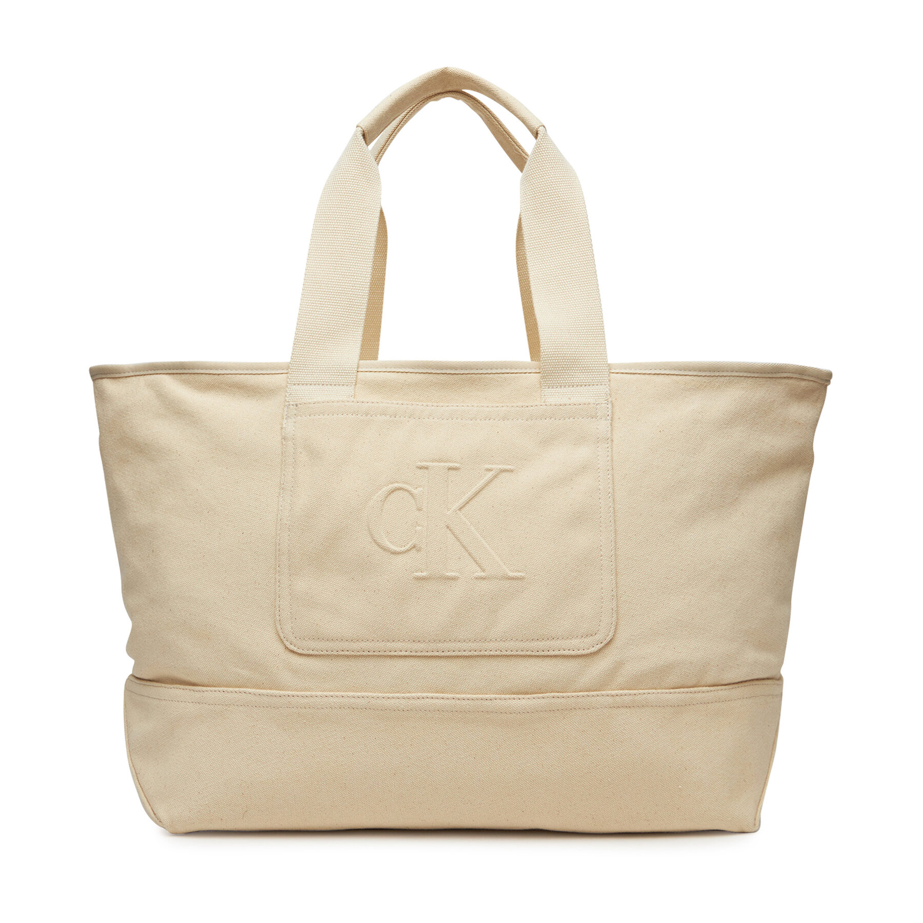 Geantă Calvin Klein Jeans Pocket Canvas Zip Weekender LV04G3093G Écru