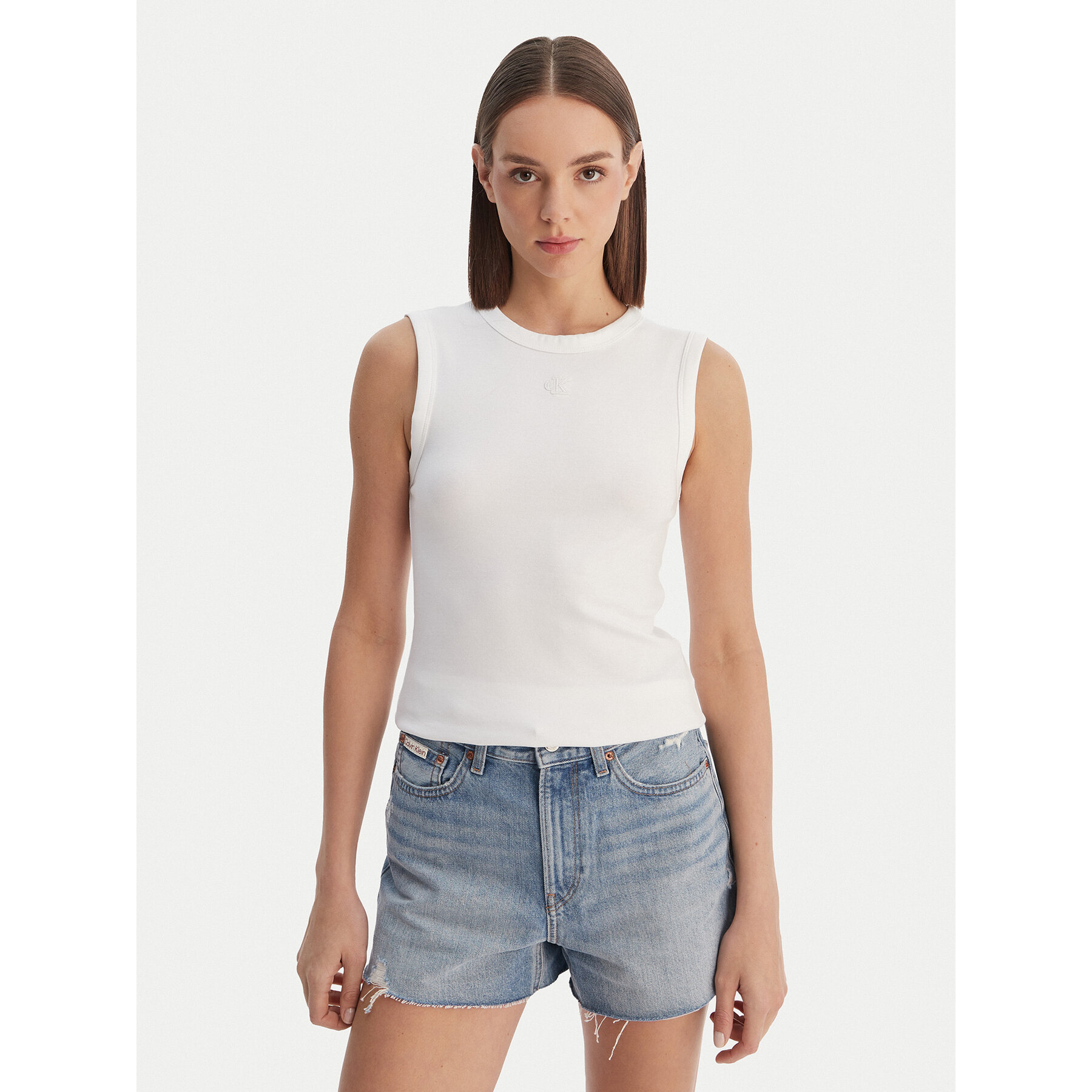 Calvin Klein Jeans Top LV047B265G Weiß Slim Fit