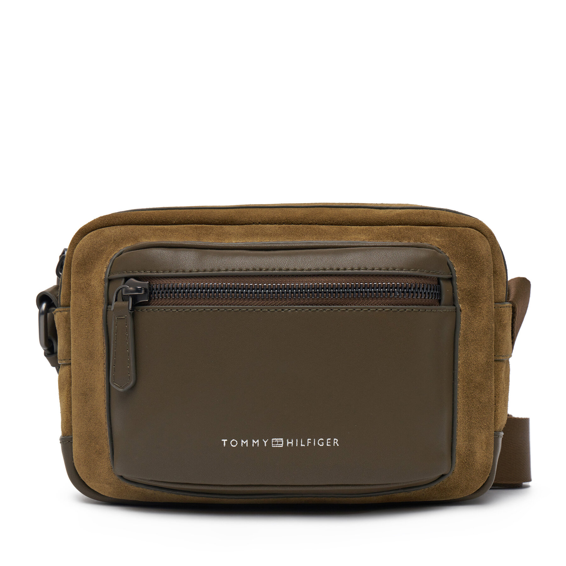 Geantă crossover Tommy Hilfiger Th Casual Suede Camera Bag AM0AM13231 Verde