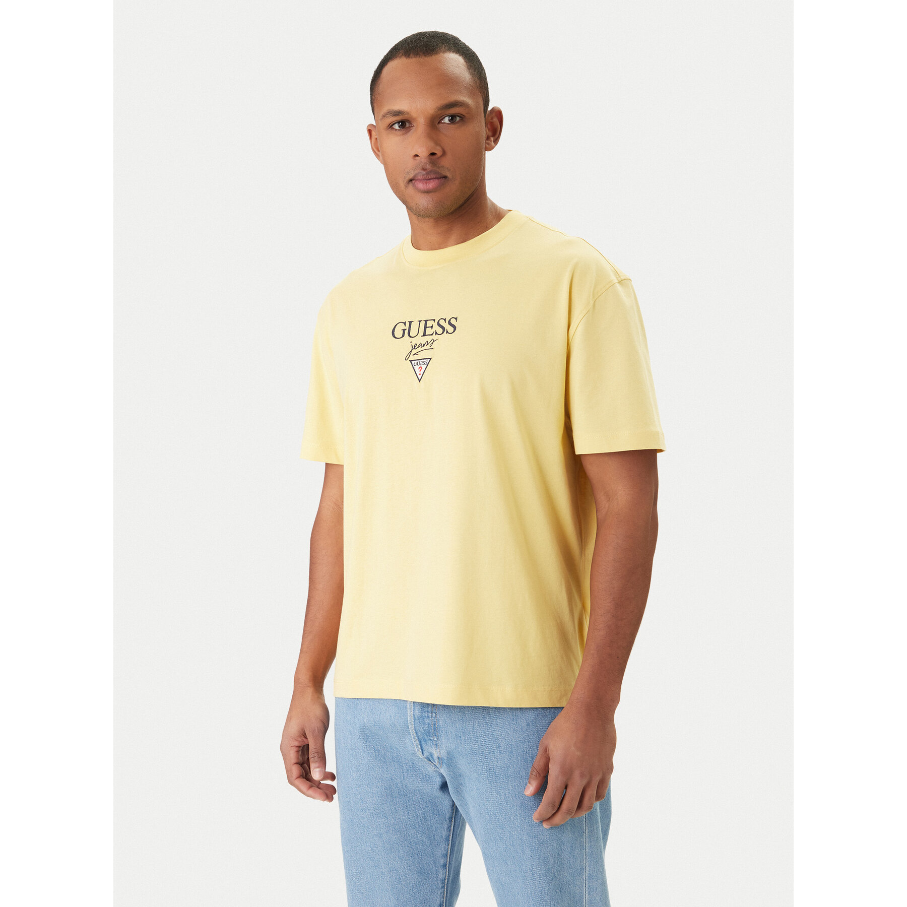 Guess Jeans Póló M6RI45 K8HM0 Sárga Oversize