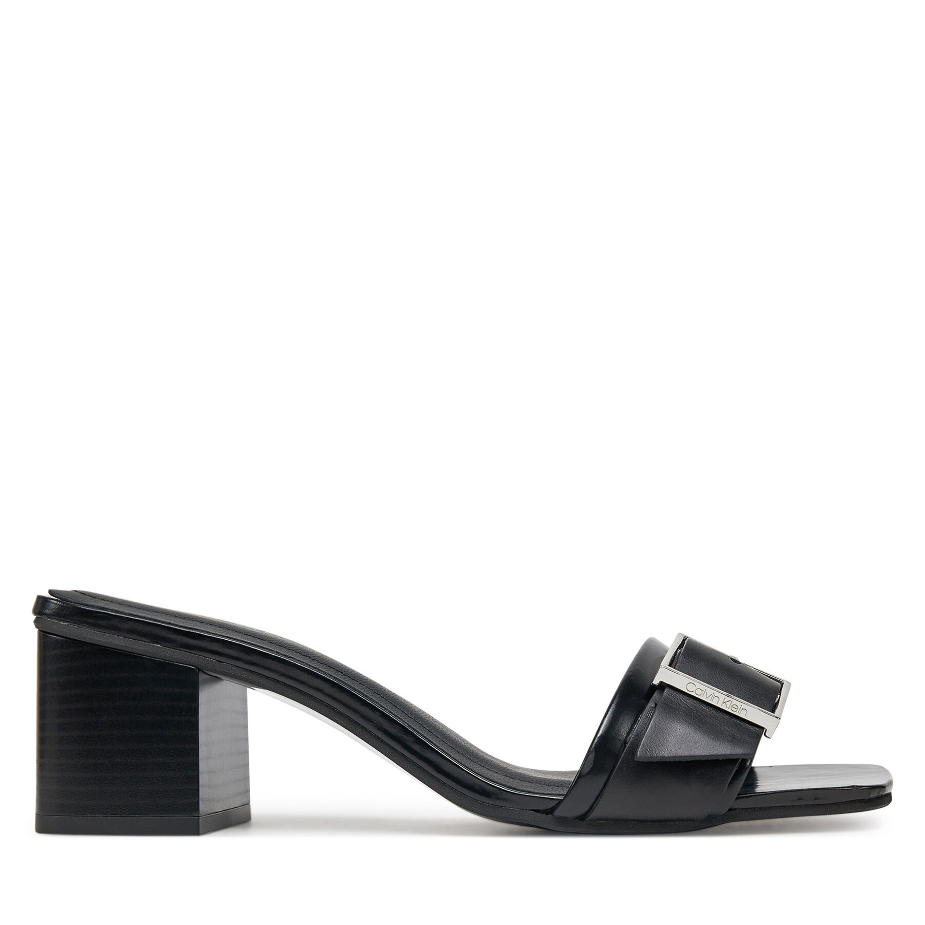 Чехли Calvin Klein Heel Mule 50 W/Buckle - Lth HW0HW02478 Черен