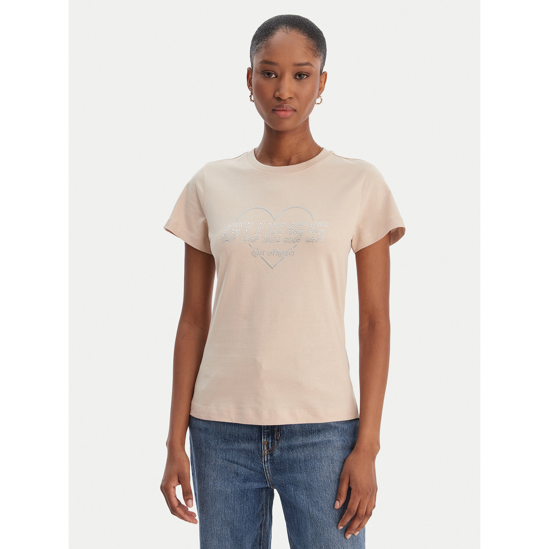 Guess T-Shirt V5GI10 K9RM1 Beige Regular Fit