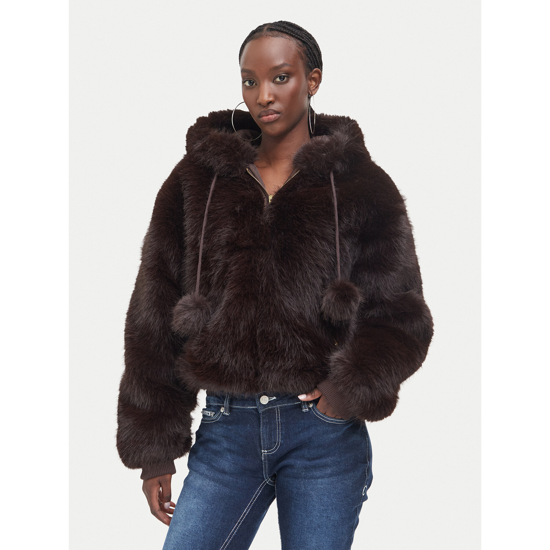 Juicy Couture Pelzmantel JCXIJ126509 Dunkelbraun Regular Fit